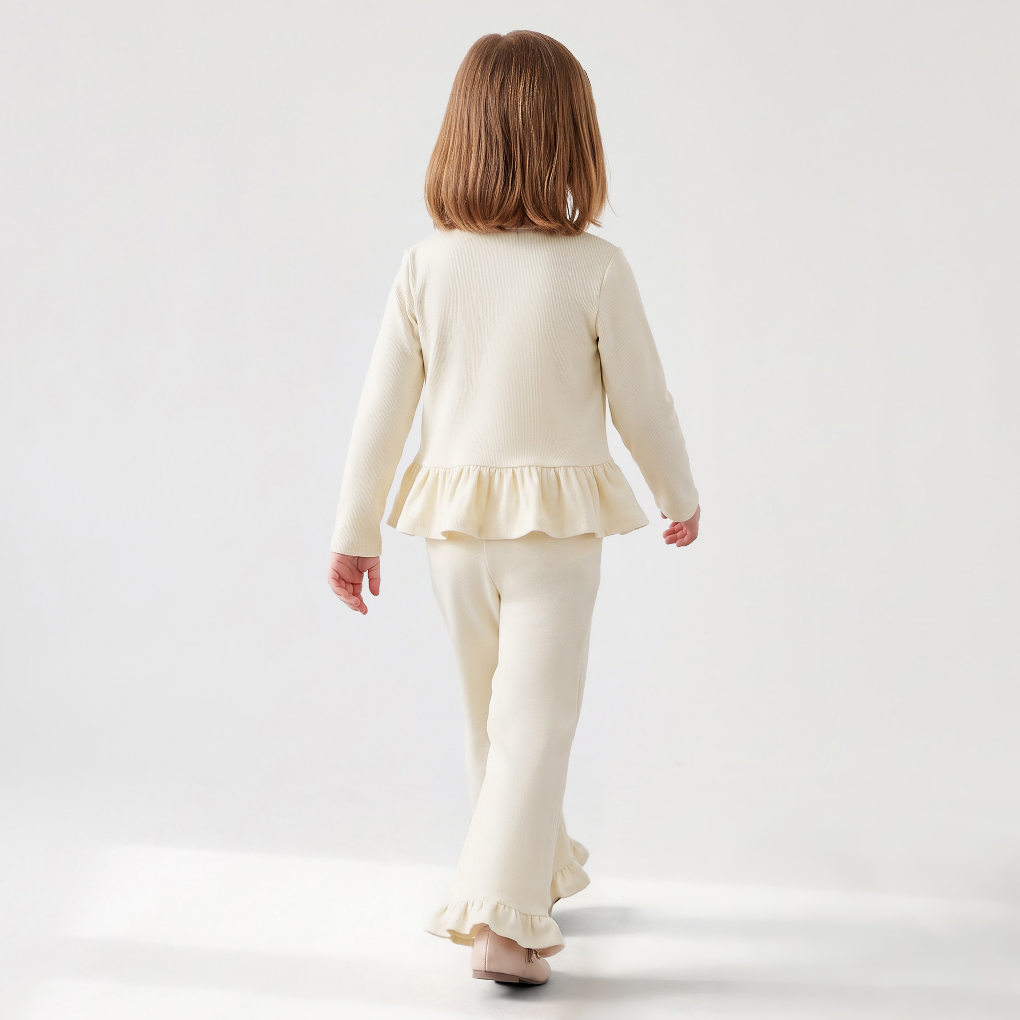 Juniors Round Neck Long Sleeves Peplum Top and Pants Set with Bow Accent-baby-girls-clothing-setsandcoords-image-4