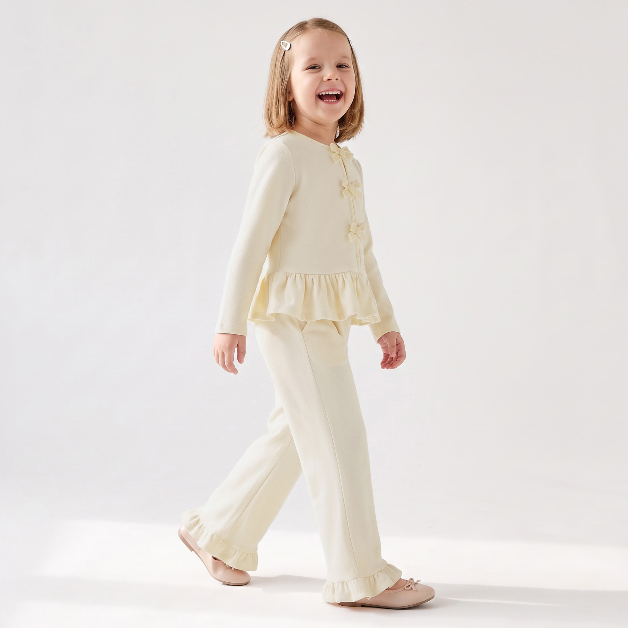 Juniors Round Neck Long Sleeves Peplum Top and Pants Set with Bow Accent-baby-girls-clothing-setsandcoords-image-6