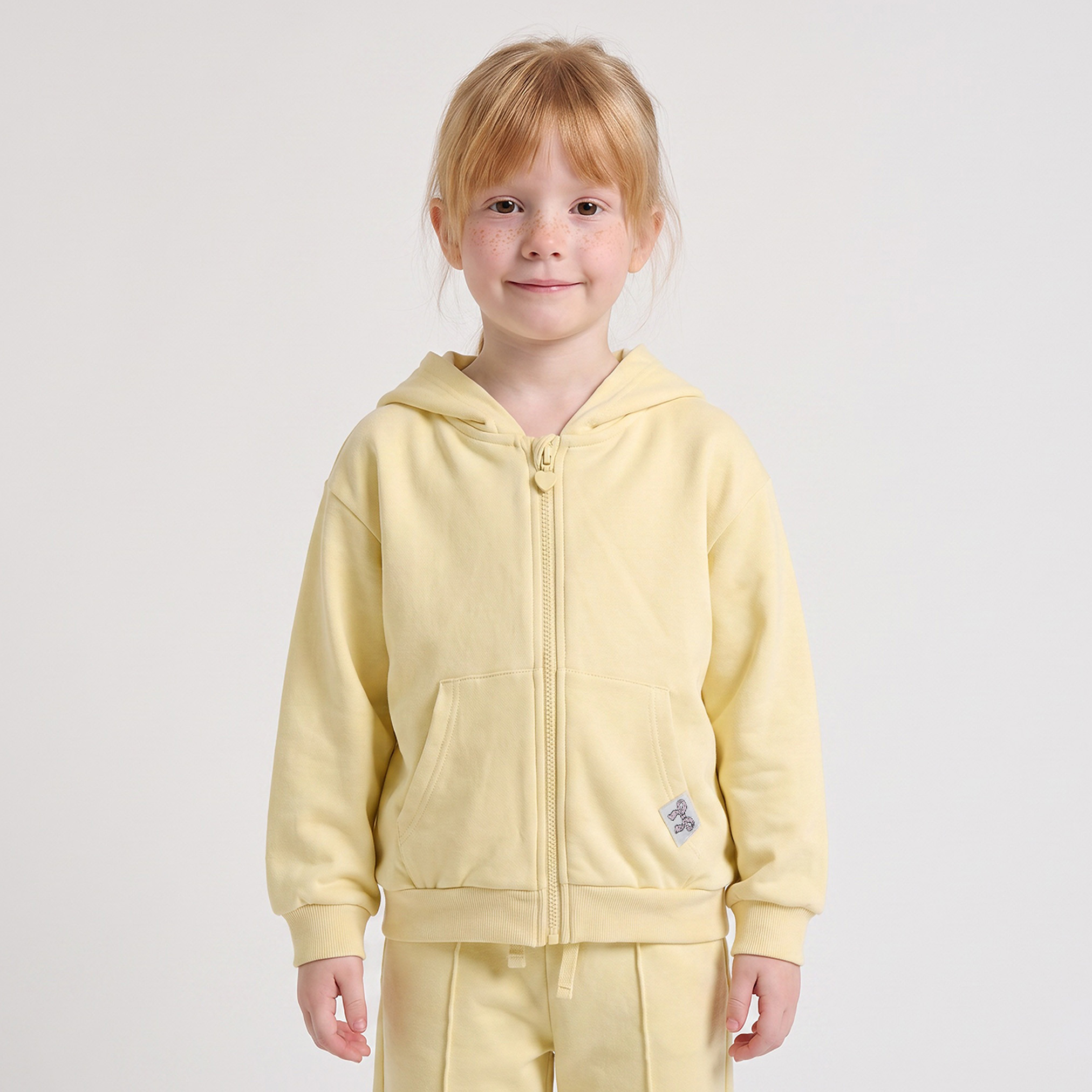 Juniors Long Sleeves Zip Through Hoodie and Trousers Set with Bow Print-baby-girls-clothing-setsandcoords-image-3