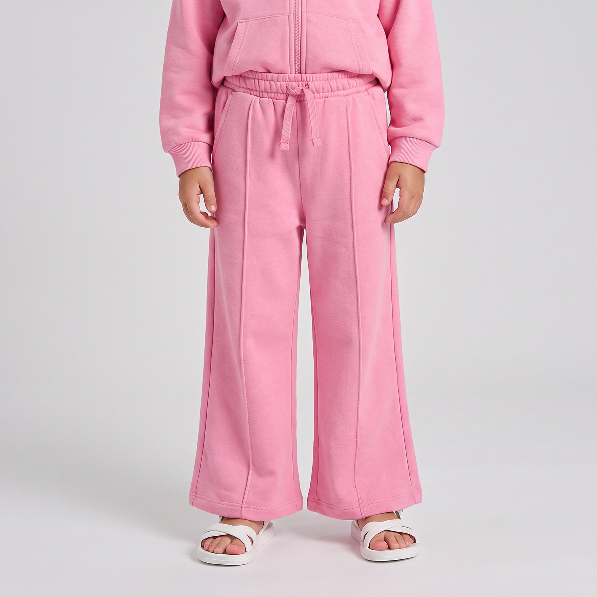 Juniors Long Sleeves Zip Through Hoodie and Trousers Set with Bow Print-baby-girls-clothing-setsandcoords-image-4