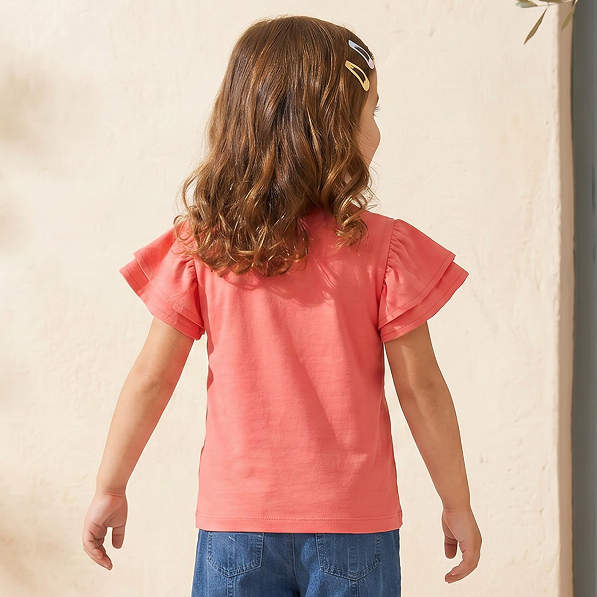 Juniors Round Neck Short Sleeves Top with Bow Accents-girls-clothing-tops-tshirtsandtops-image-3