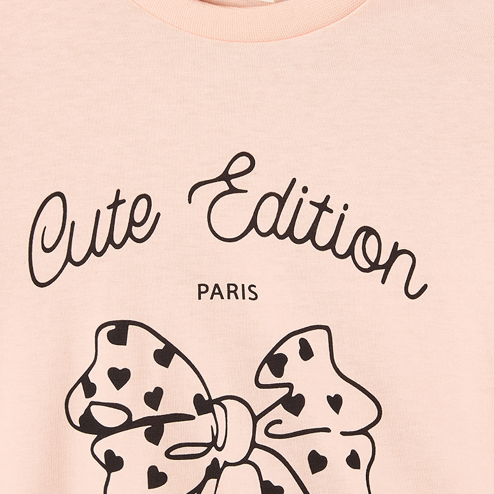 Juniors Crew Neck Long Sleeves T-shirt with Bow Print-girls-clothing-tshirts-image-5