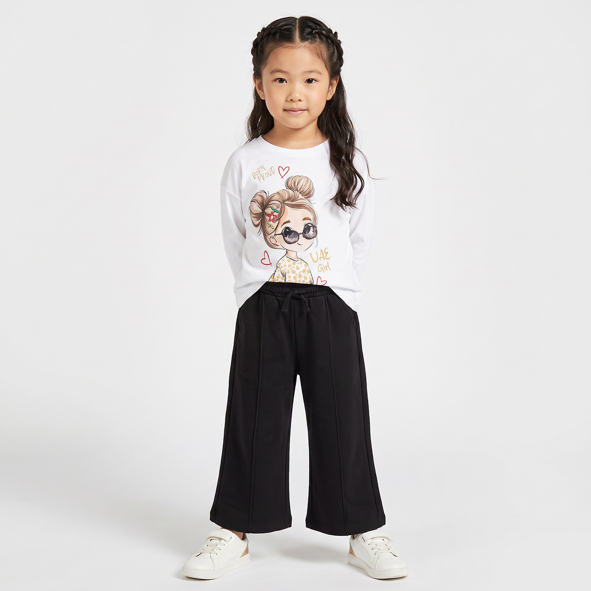 Juniors Crew Neck Long Sleeves T-shirt with Graphic Print-girls-clothing-tshirts-image-2