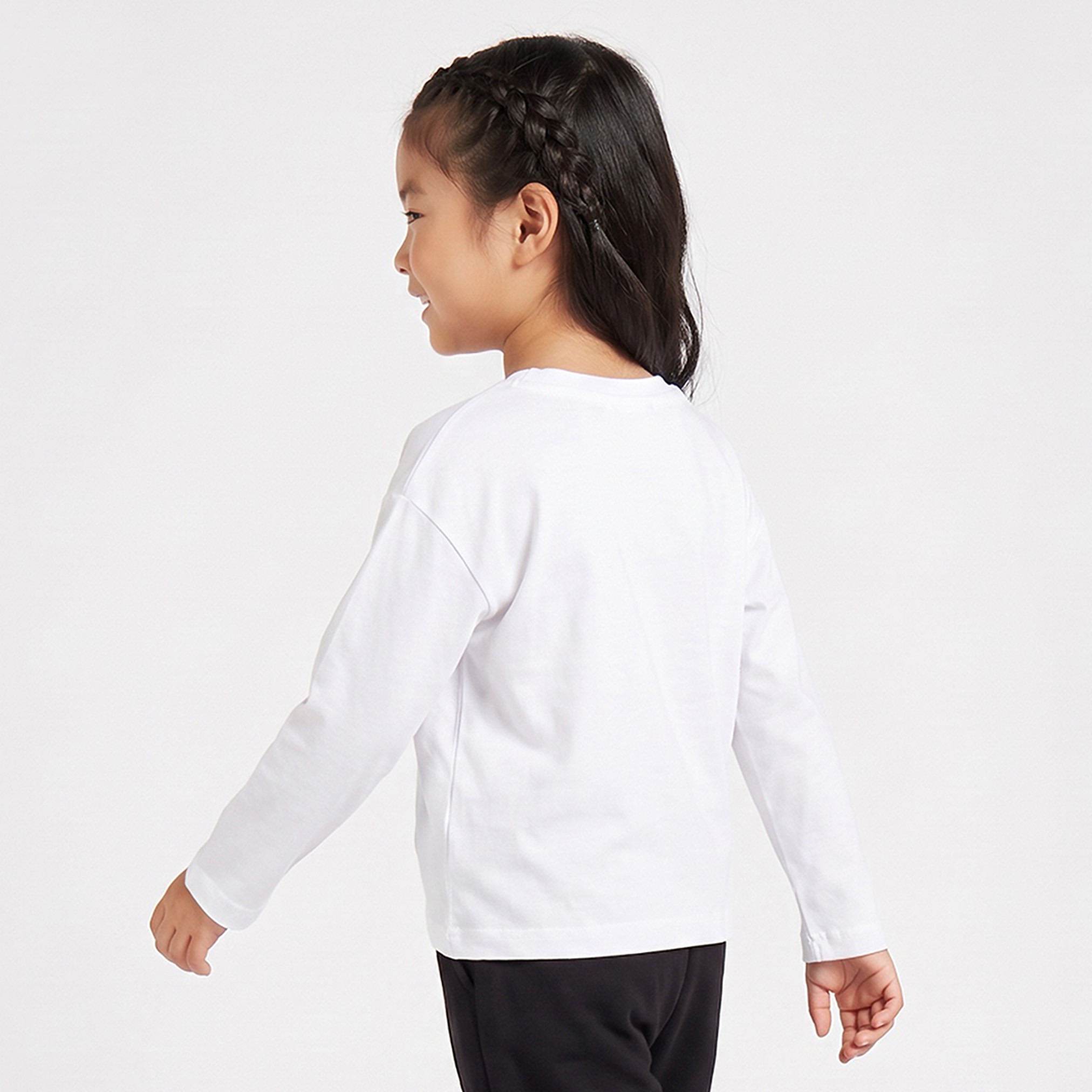 Juniors Crew Neck Long Sleeves T-shirt with Graphic Print-girls-clothing-tshirts-image-3