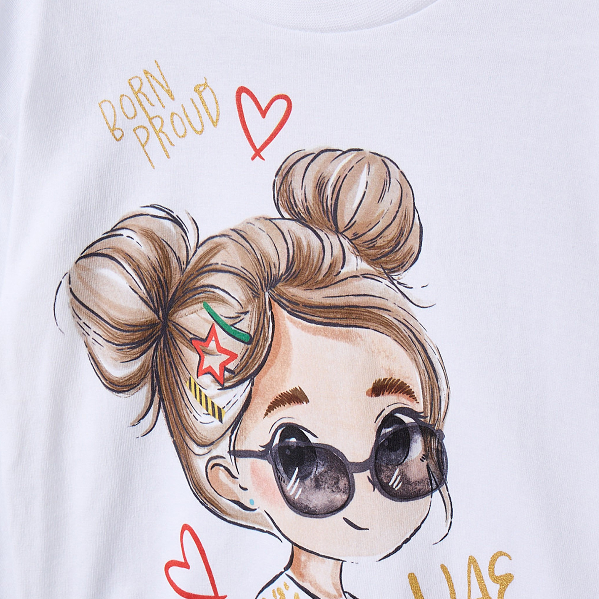 Juniors Crew Neck Long Sleeves T-shirt with Graphic Print-girls-clothing-tshirts-image-5