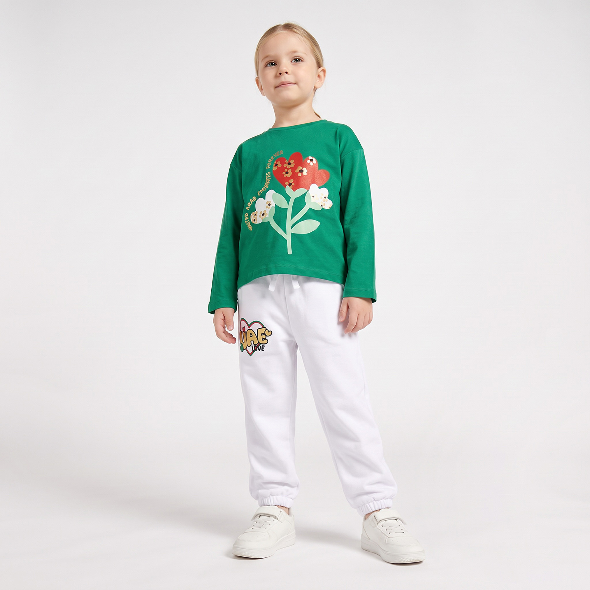 Juniors Crew Neck Long Sleeves T-shirt with UAE National Day Print-girls-clothing-tshirts-image-6
