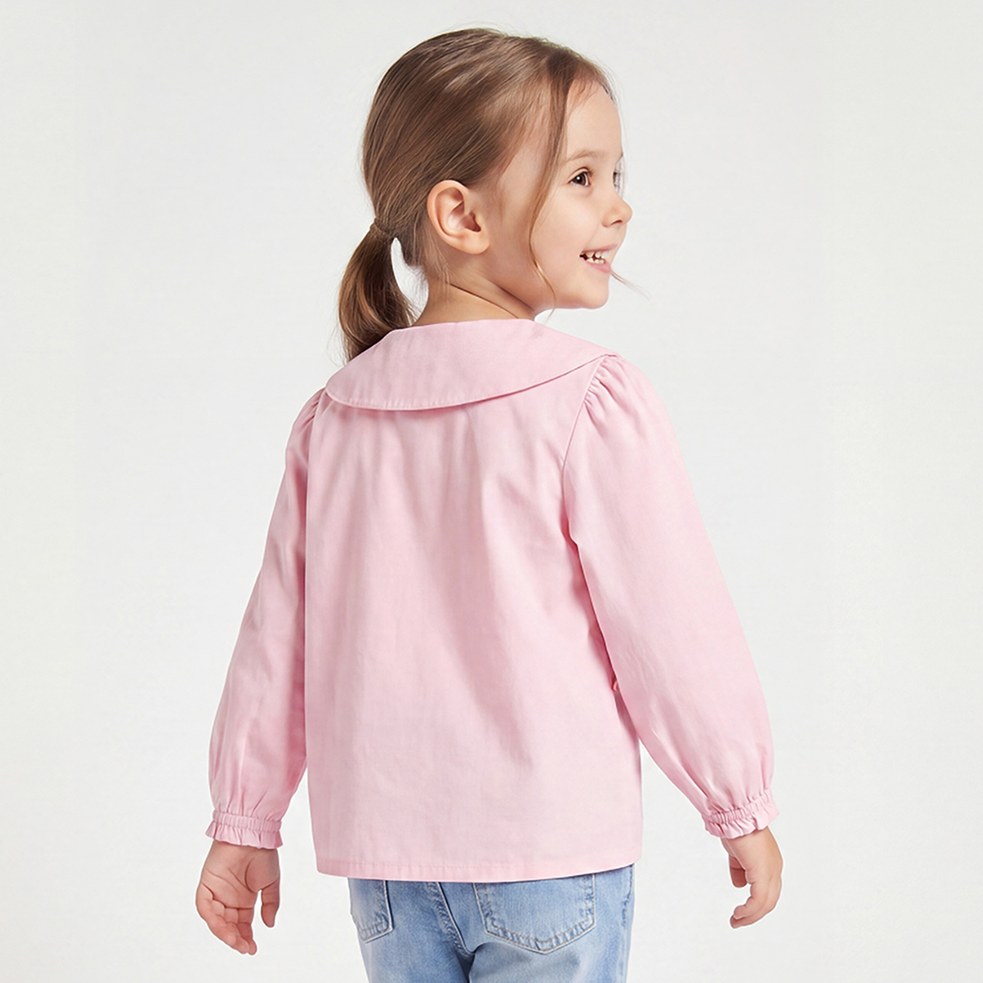 Juniors Peter Pan Collar Long Sleeves Top with Bow Accent-girls-clothing-blousesandshirts-image-3