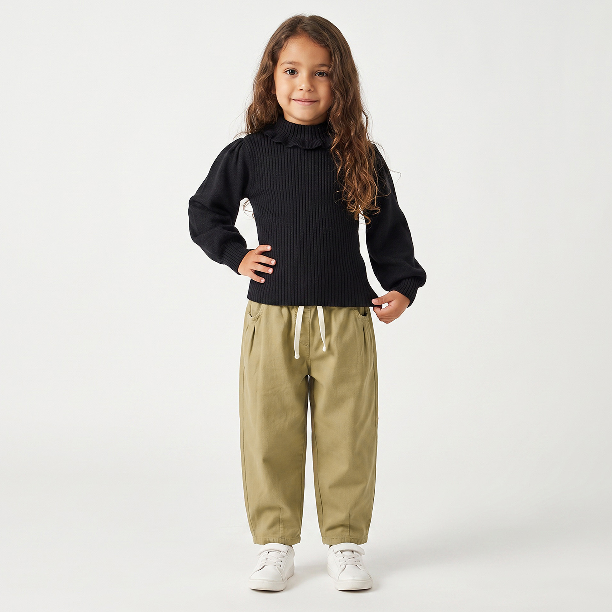 Juniors Trousers with Pleated Design, Elasticated Drawstring Waist-girls-clothing-bottoms-trousers-image-5