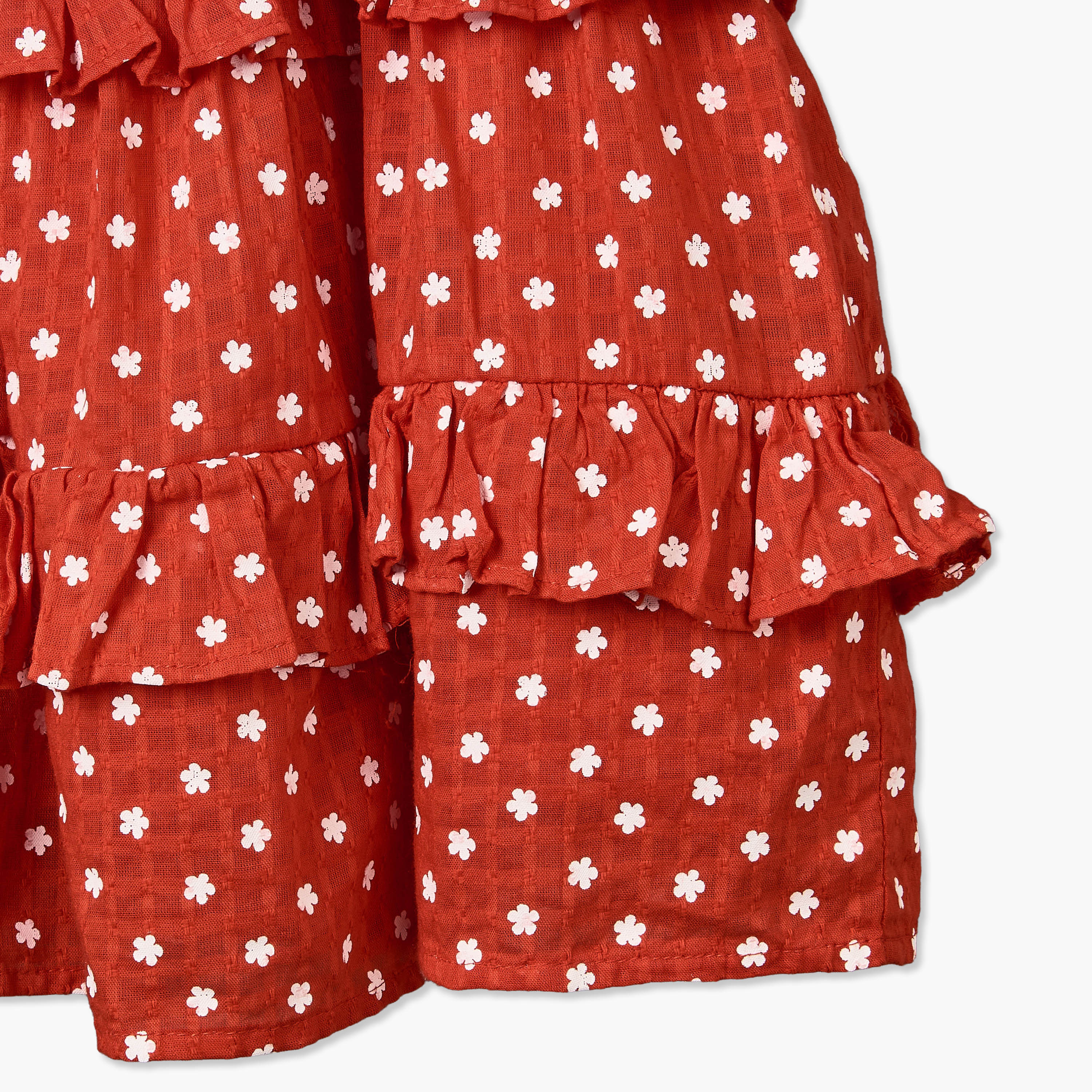 فستان متعدد الطبقات طول الركبة بياقة مستديرة وأكمام قصيرة وطبعات أزهار من جونيورز-girls-clothing-dressesandjumpsuits-image-5