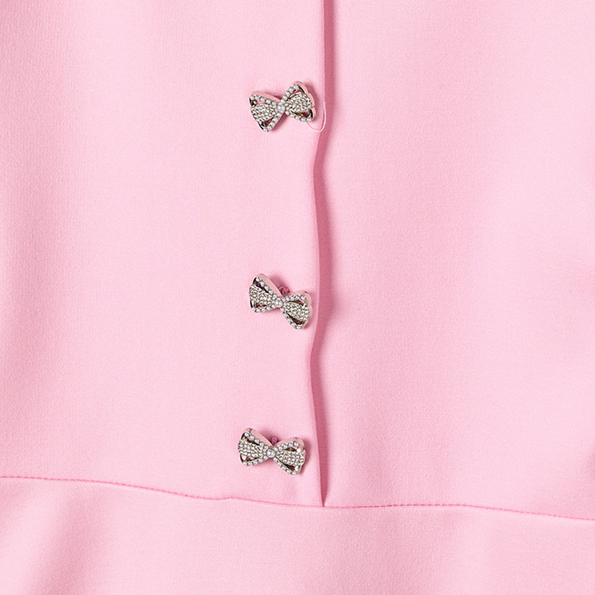 Juniors Collared Long Sleeves Knee Length Dress with Embellished Bow-girls-clothing-dressesandjumpsuits-image-5