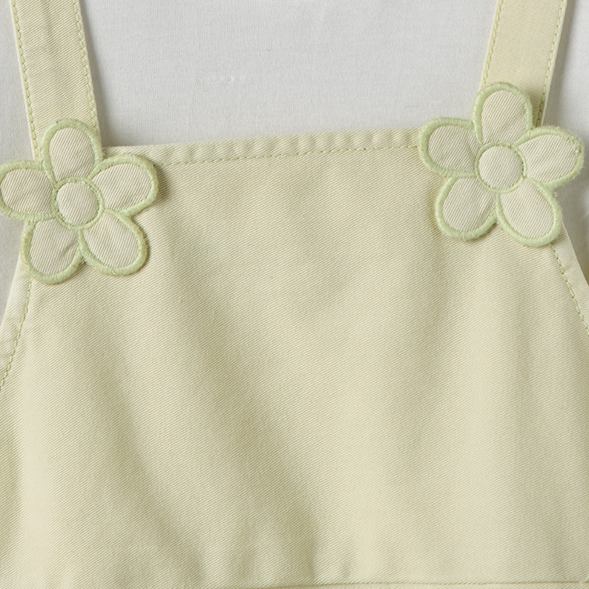 Juniors Round Neck Long Sleeves Knee Length Pinafore Dress with Floral Embroidery-girls-clothing-dressesandjumpsuits-image-6