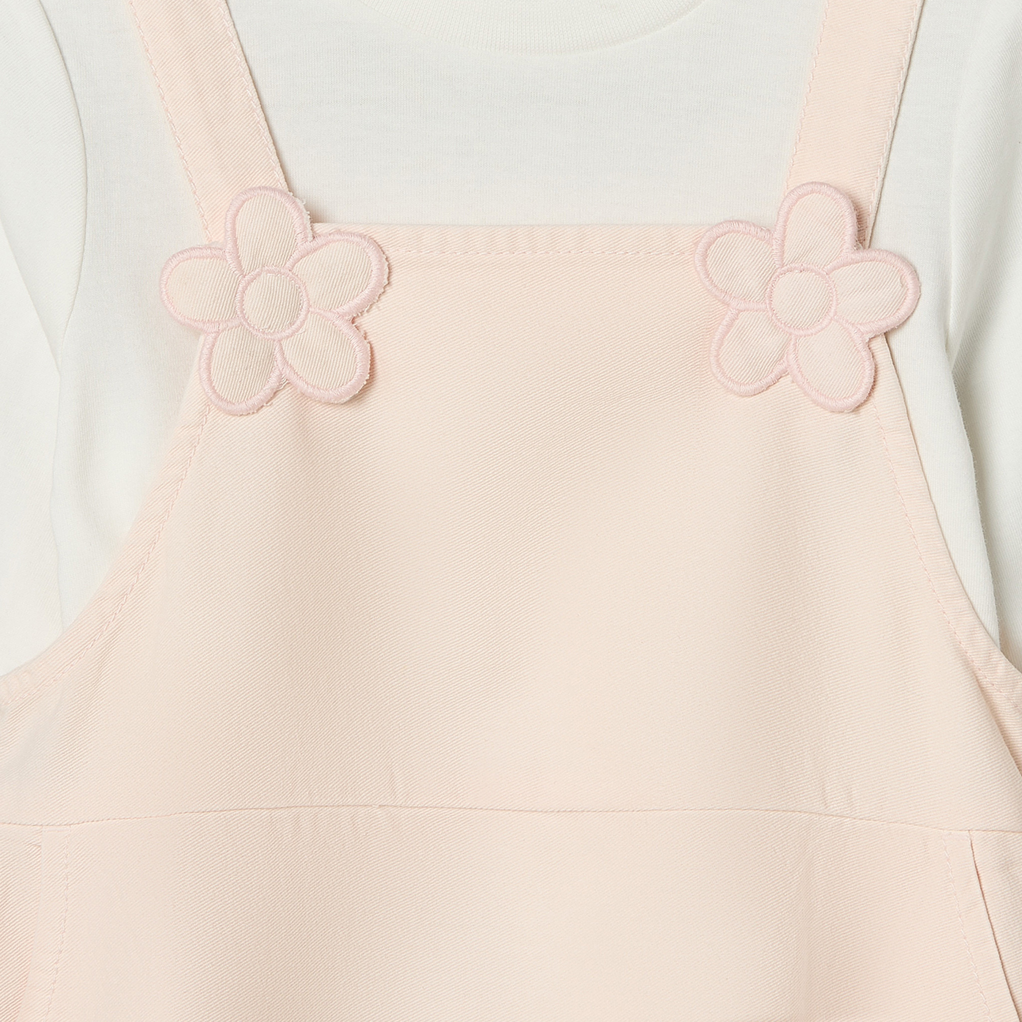 فستان مريلة بدون أكمام بياقة مربعة وبلوزة من جونيورز-girls-clothing-dressesandjumpsuits-image-3