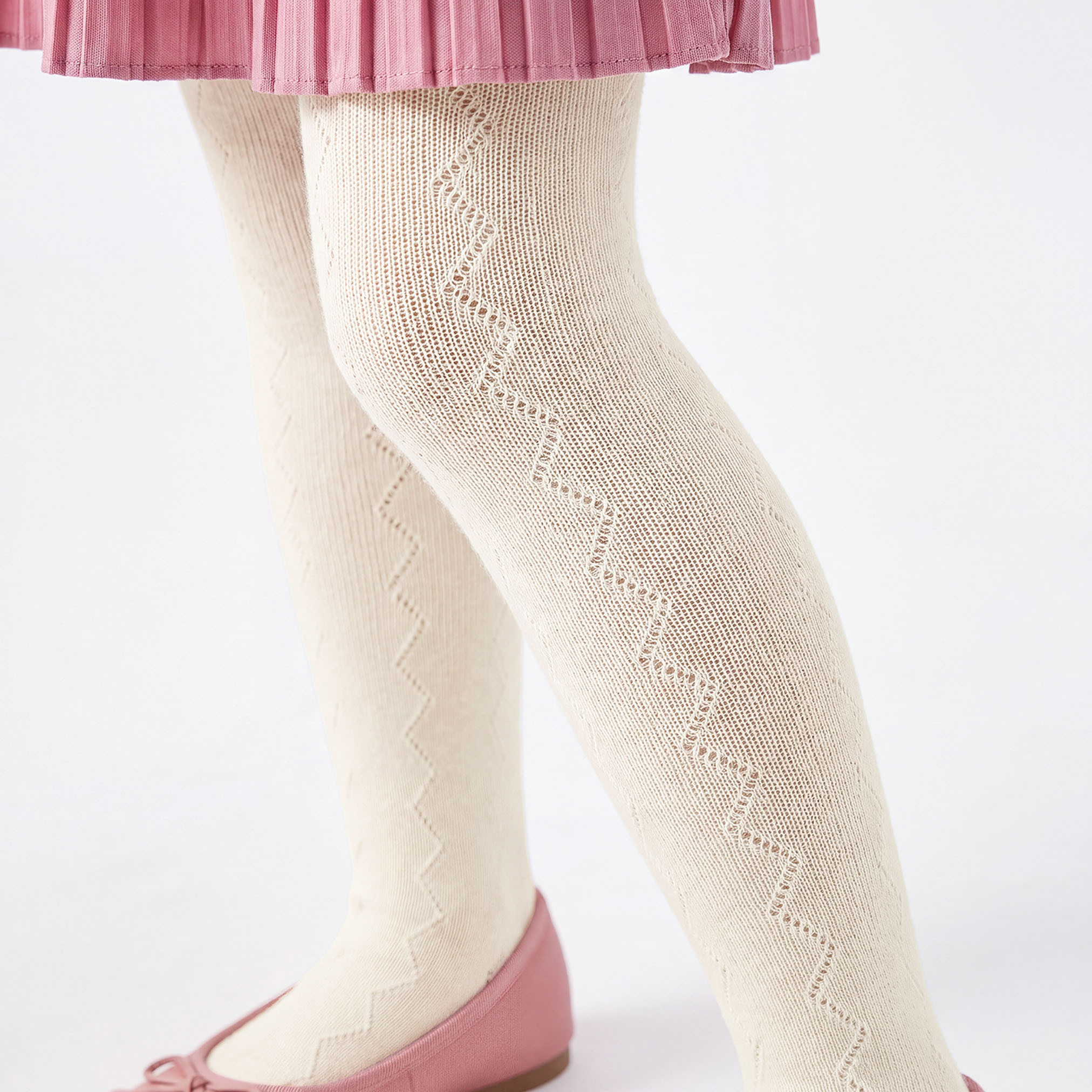Juniors Round Neck Long Sleeves Knee Length Dress with Tights-girls-clothing-dressesandjumpsuits-image-4