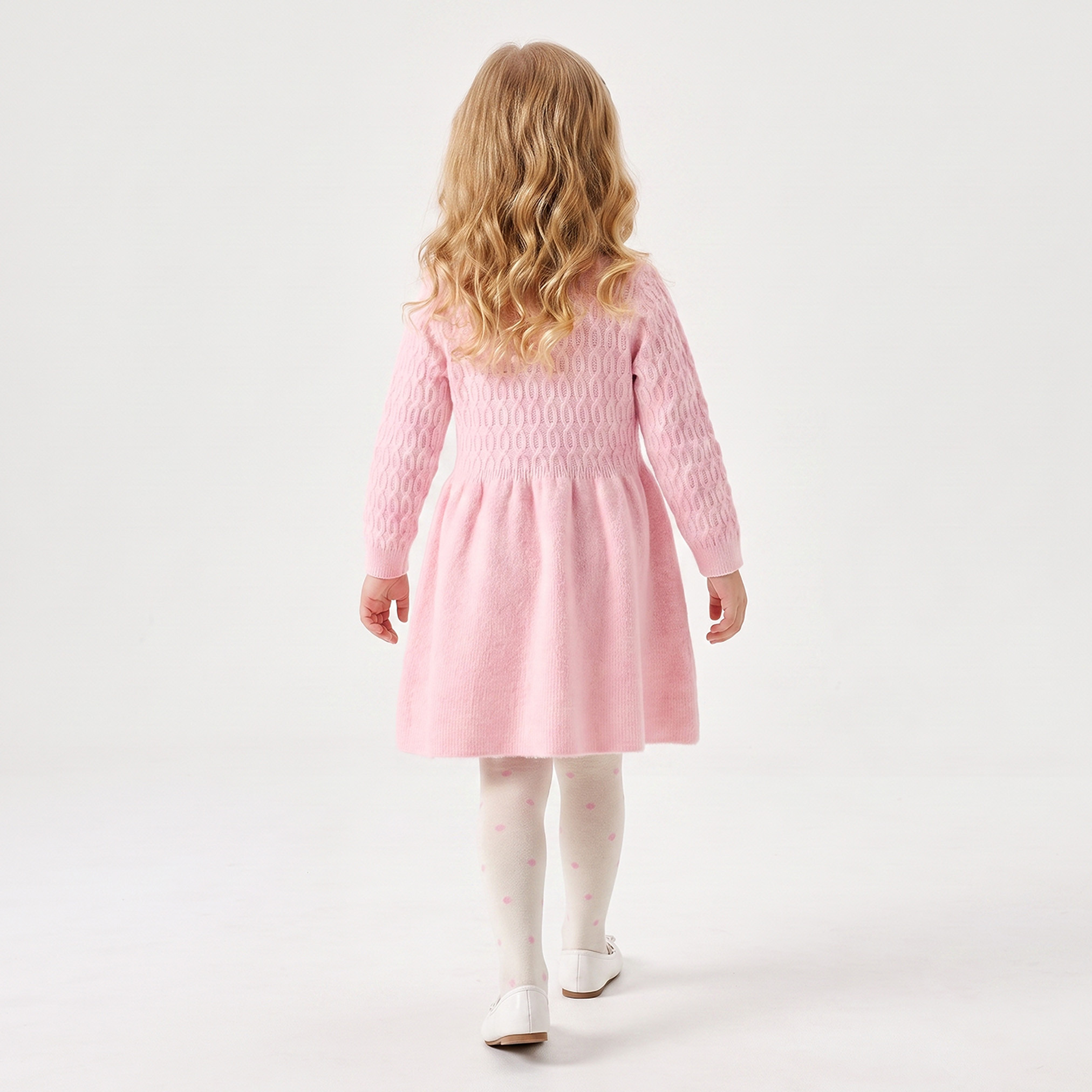 Juniors Turtle Neck Long Sleeves Knee Length Dress with Tights-girls-clothing-dressesandjumpsuits-image-2