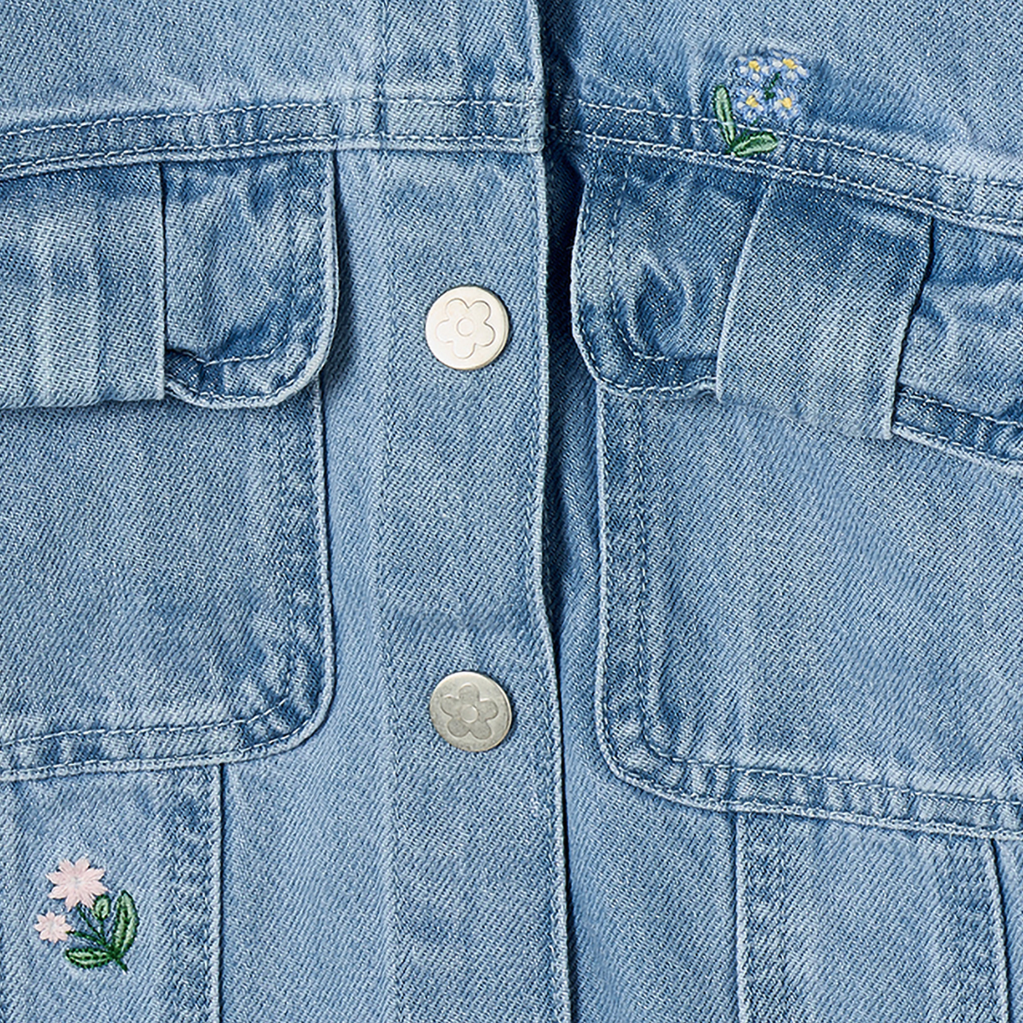 Juniors Floral Embroidery Denim Jacket with Button Closure-baby-girls-clothing-winterwear-jacketsandcoats-image-4