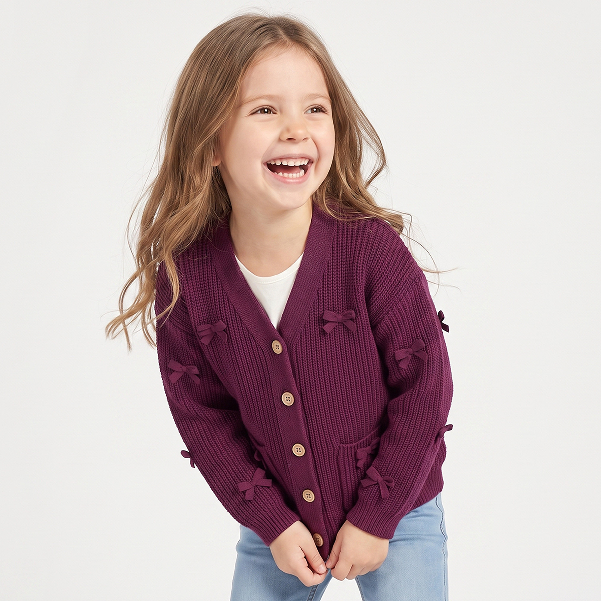 كارديجان بفيونكة وأكمام طويلة من جونيورز-girls-clothing-jumpersandcardigans-image-1