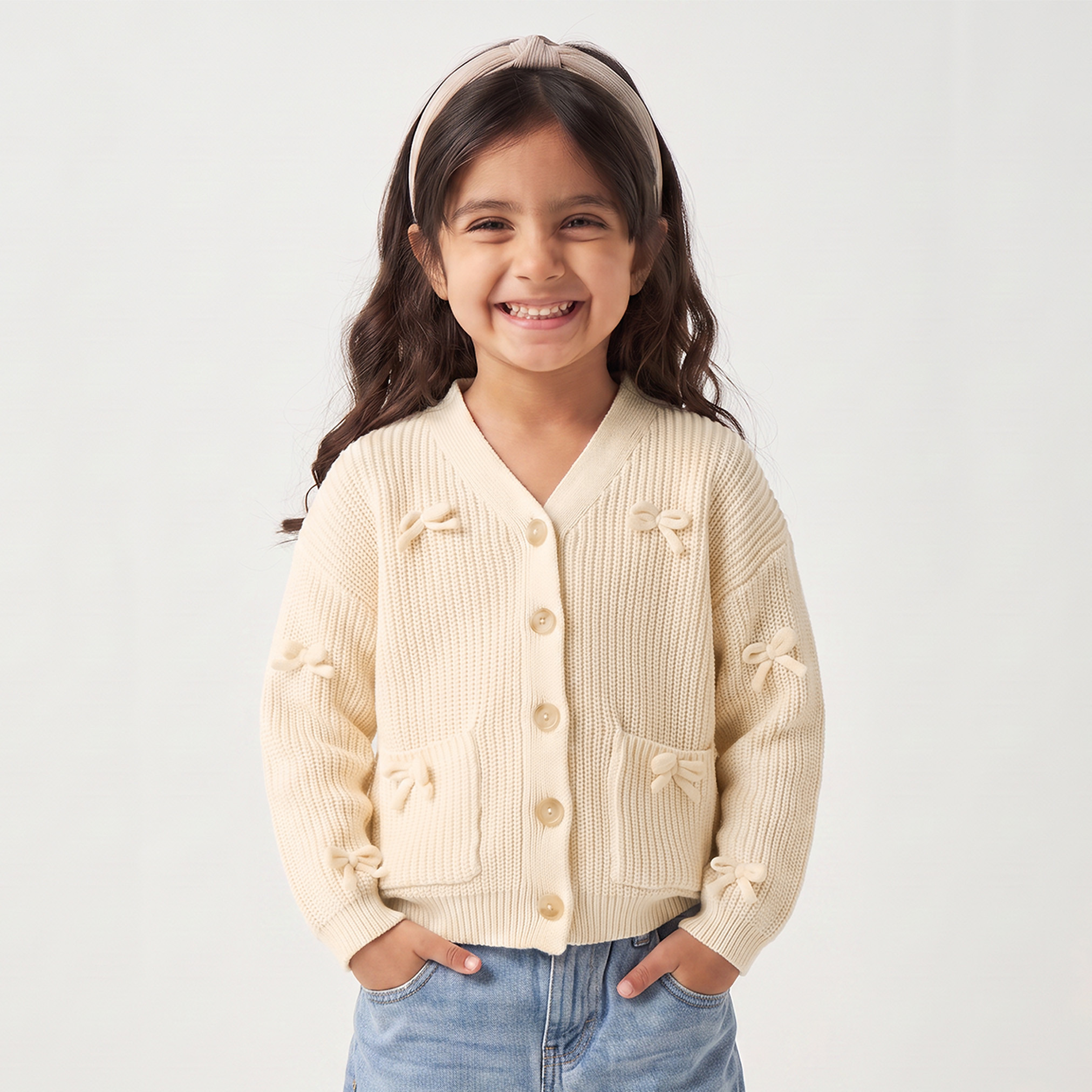 كارديجان بفيونكة وأكمام طويلة من جونيورز-girls-clothing-jumpersandcardigans-image-1