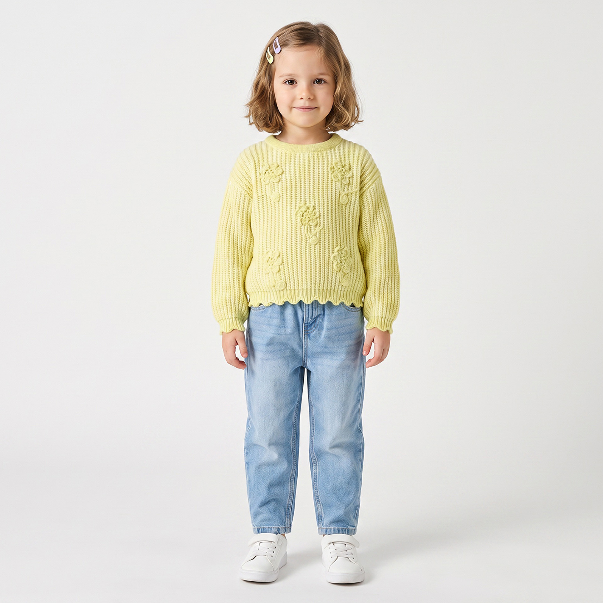 Juniors Floral Applique Sweater with Long Sleeves-girls-clothing-jumpersandcardigans-image-2