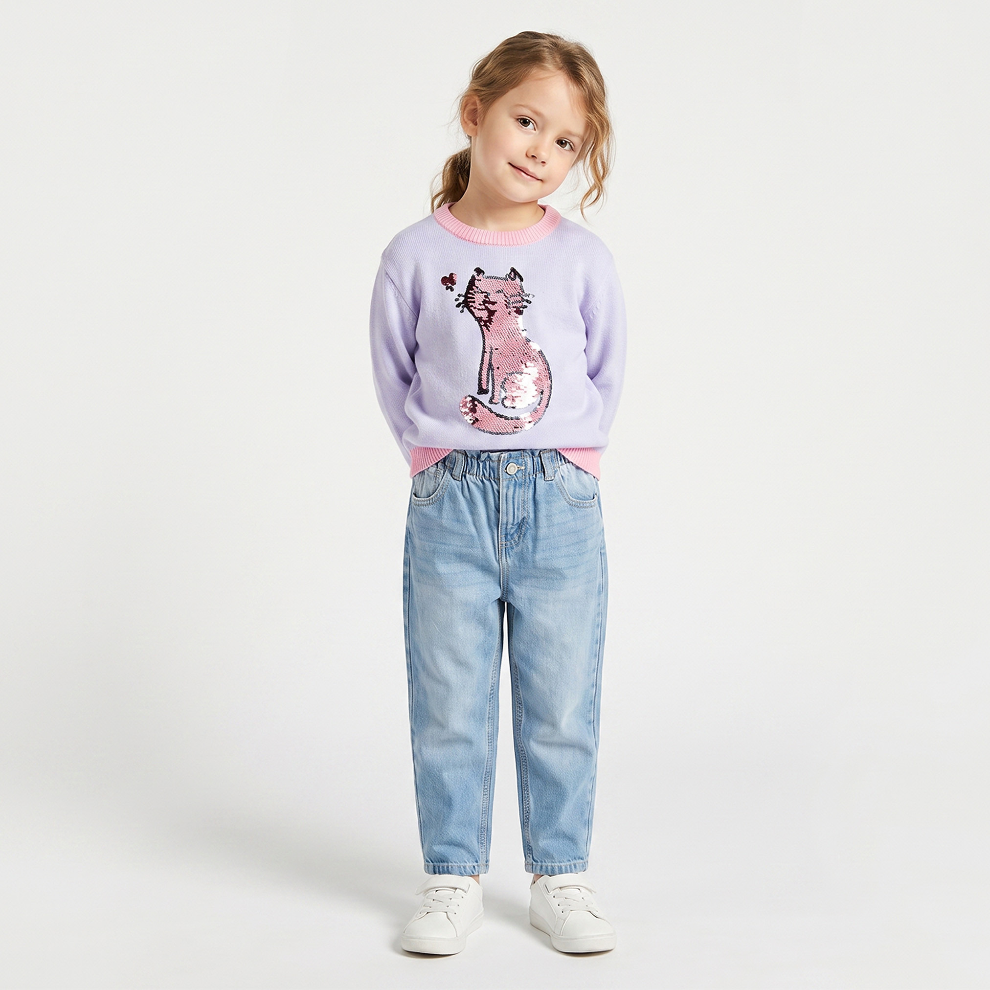 Juniors Sequin Cat Sweater with Long Sleeves-girls-clothing-jumpersandcardigans-image-5