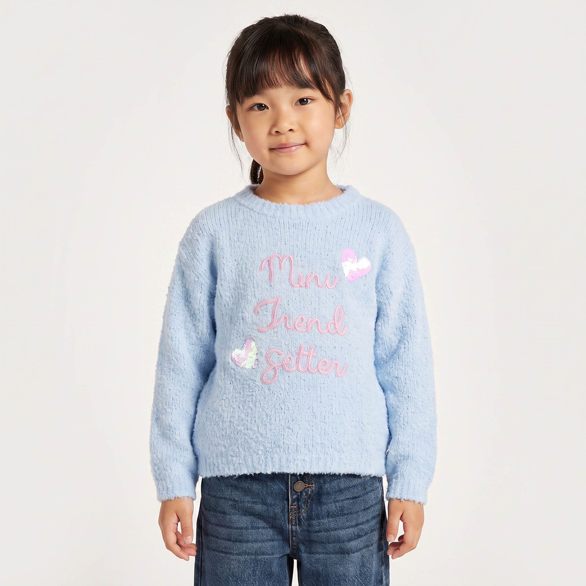 Juniors Embroidered Sweater with Long Sleeves-girls-clothing-jumpersandcardigans-image-1