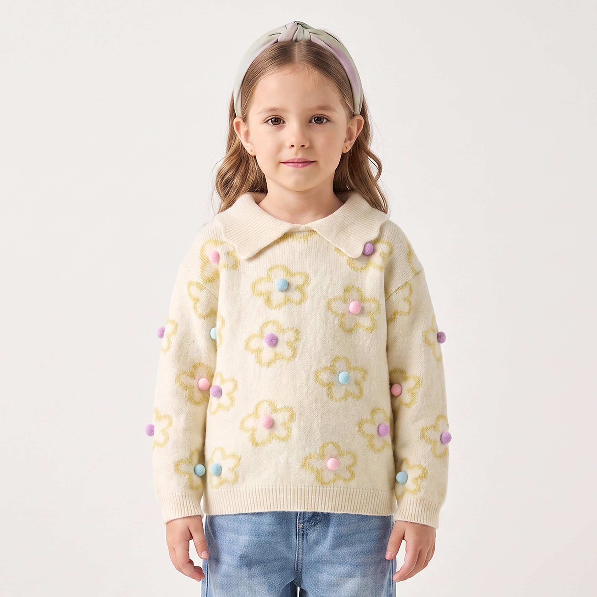 كنزة بطبعات أزهار وأكمام طويلة من جونيورز-girls-clothing-jumpersandcardigans-image-1