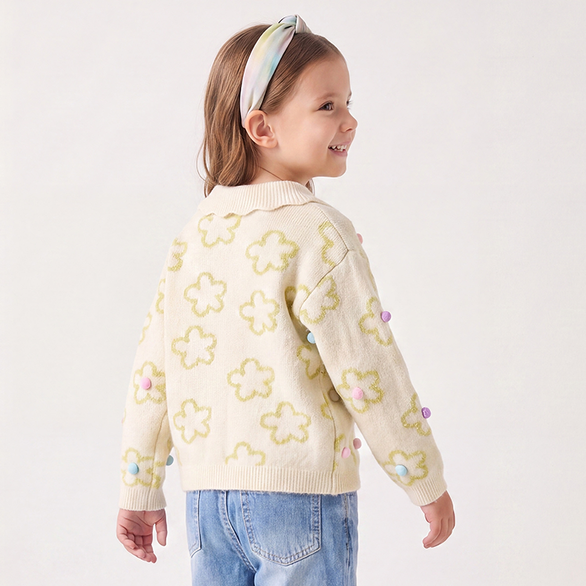 كنزة بطبعات أزهار وأكمام طويلة من جونيورز-girls-clothing-jumpersandcardigans-image-3