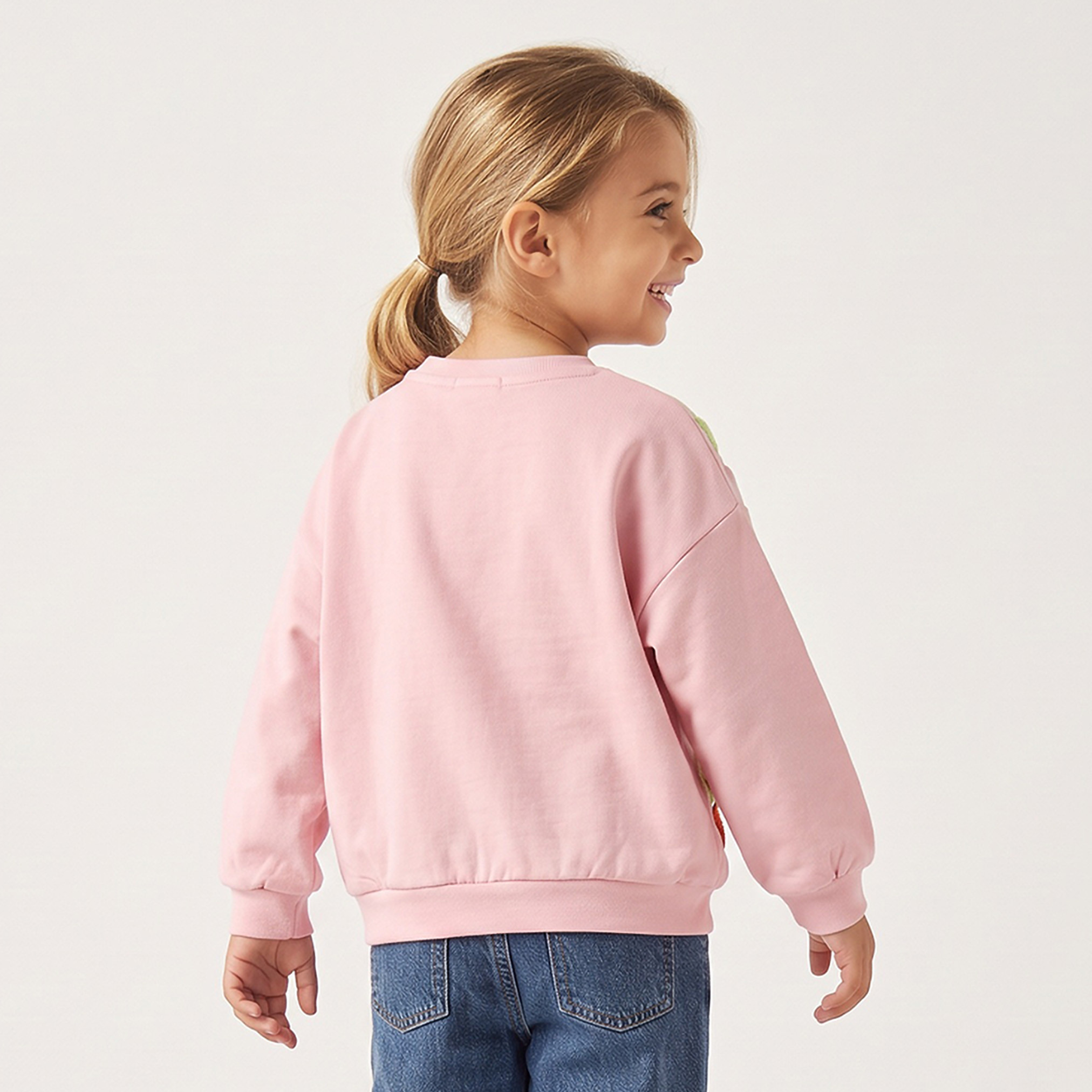 Juniors Floral Embroidered Sweatshirt with Long Sleeves-girls-clothing-sweatshirts-image-2