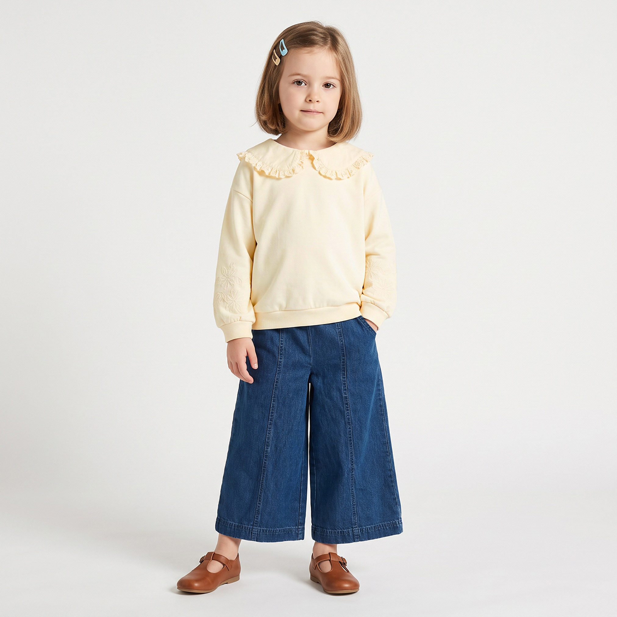 Juniors Ruffle Trim Sweatshirt with Long Sleeves-girls-clothing-sweatshirts-image-2