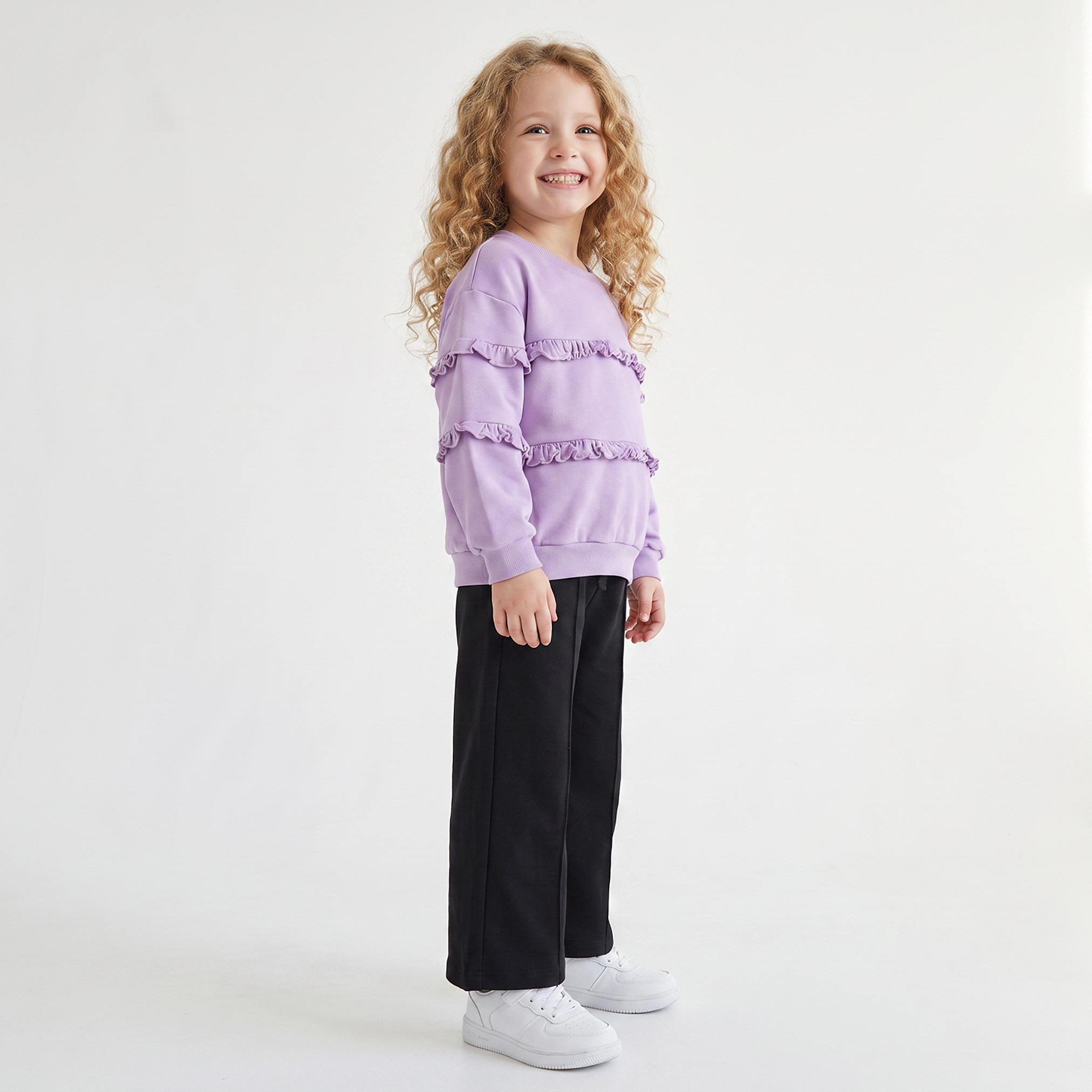 Juniors Ruffle Detail Sweatshirt with Long Sleeves-girls-clothing-sweatshirts-image-5
