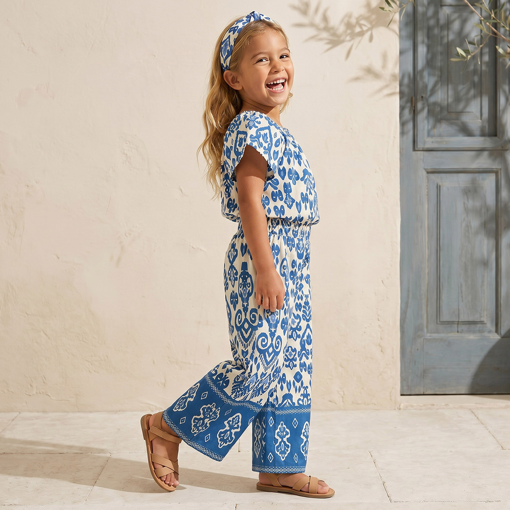 Juniors Round Neck Short Sleeves Top and Pants Set with Ikat Print-baby-girls-clothing-setsandcoords-image-7