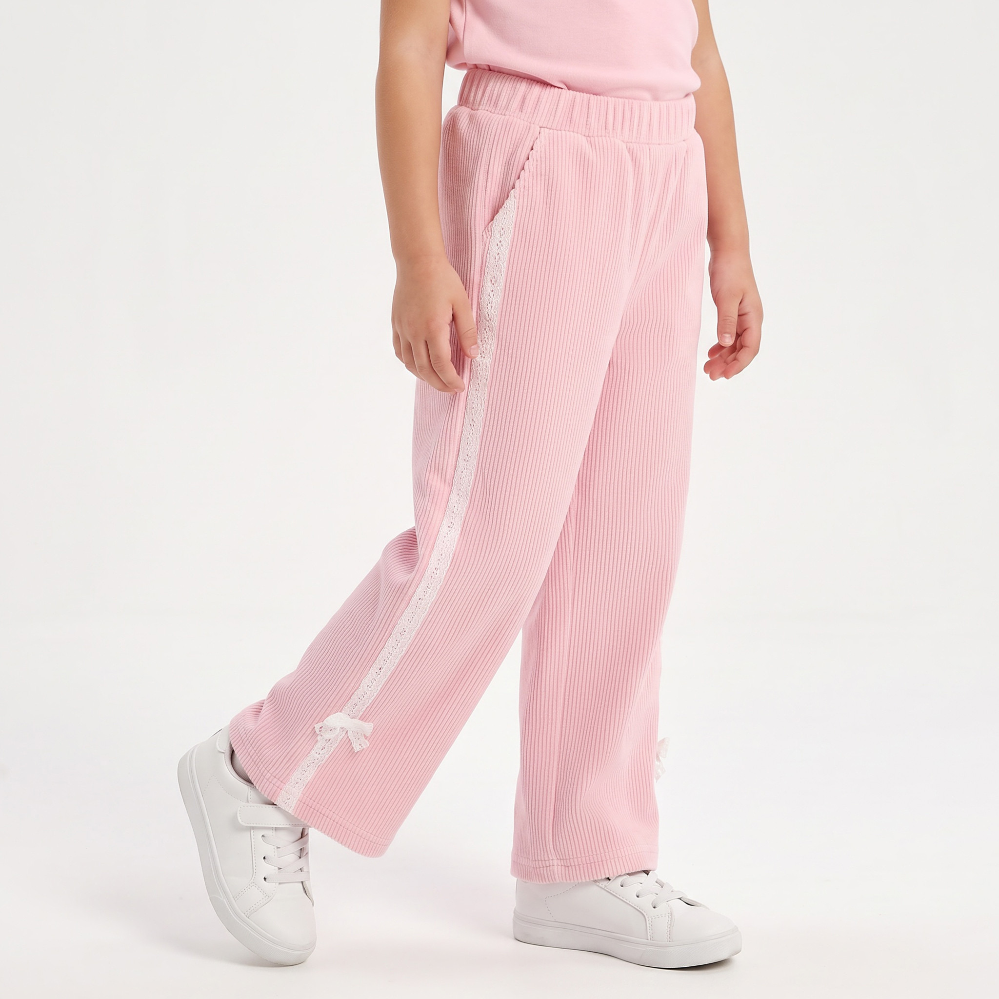 Juniors Hooded Long Sleeves Sweatshirt and Pants Set with Bow Accent-girls-clothing-setsandcoords-image-3