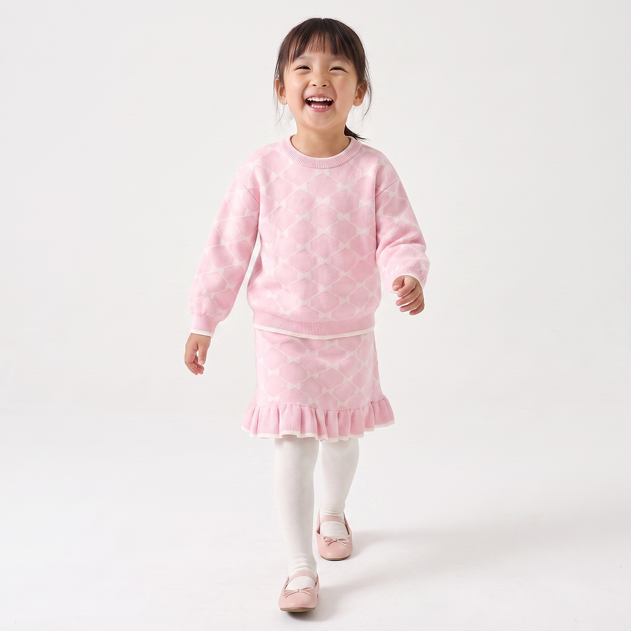 Juniors Crew Neck Long Sleeves Sweater and Skirt Set with Ruffle Trim-baby-girls-clothing-setsandcoords-image-1