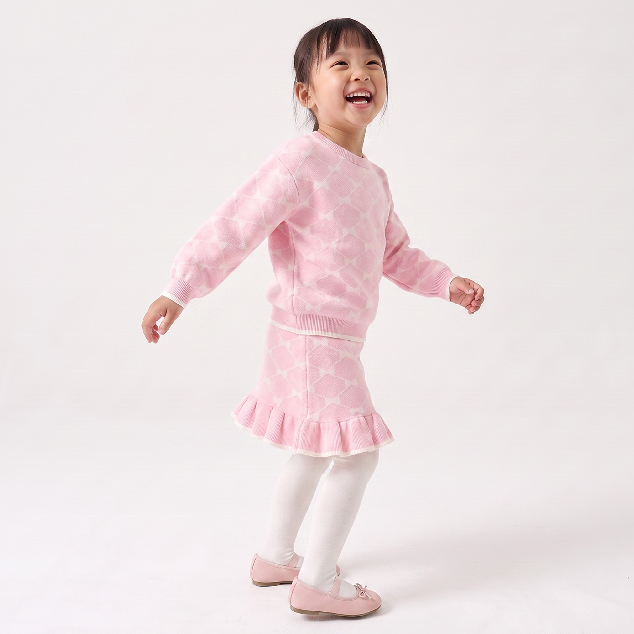 Juniors Crew Neck Long Sleeves Sweater and Skirt Set with Ruffle Trim-baby-girls-clothing-setsandcoords-image-3