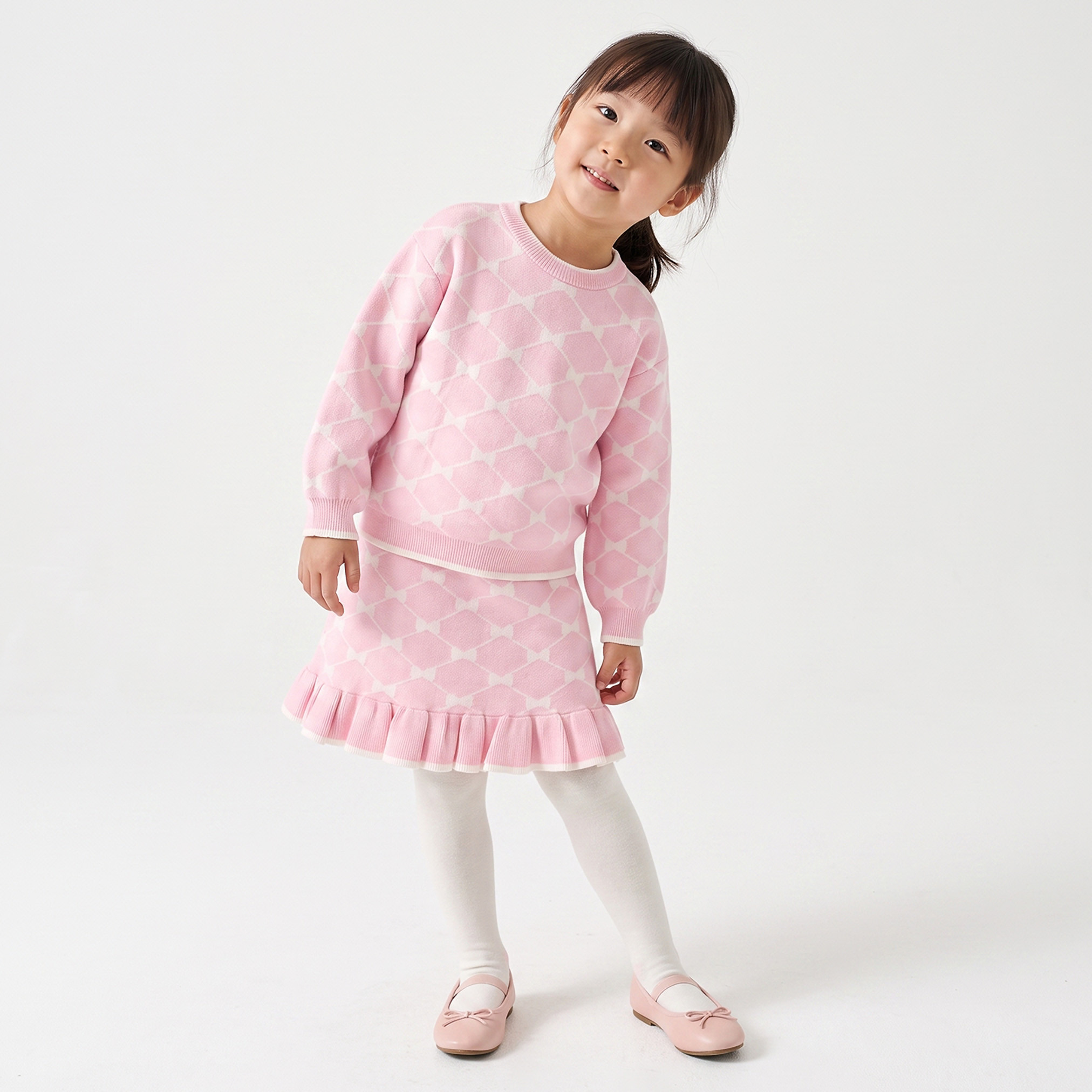 Juniors Crew Neck Long Sleeves Sweater and Skirt Set with Ruffle Trim-baby-girls-clothing-setsandcoords-image-4