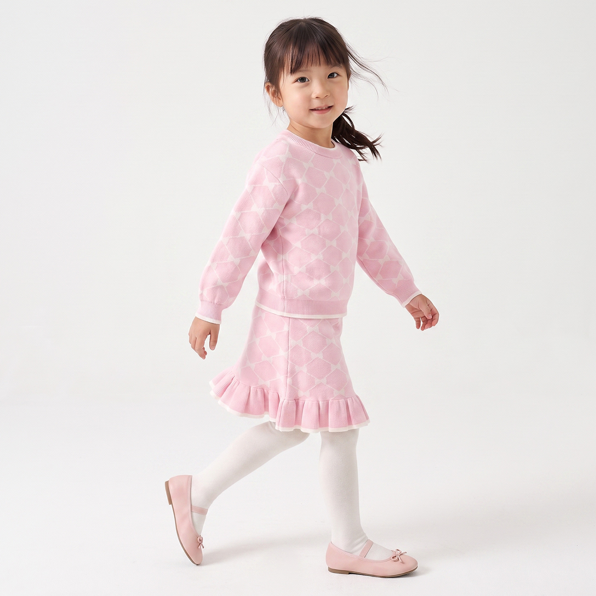 Juniors Crew Neck Long Sleeves Sweater and Skirt Set with Ruffle Trim-baby-girls-clothing-setsandcoords-image-5