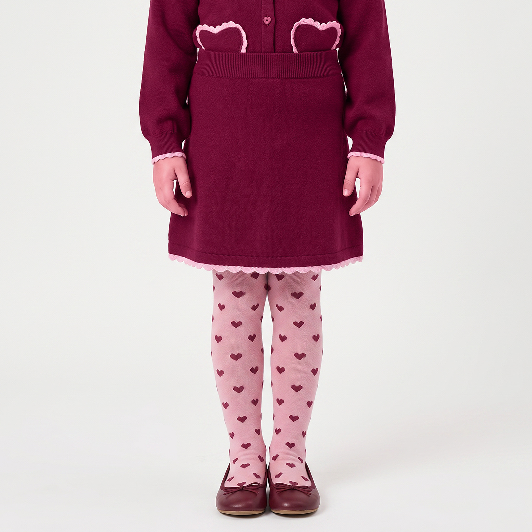 طقم كارديجان وتنورة بياقة مستديرة وأكمام طويلة مع جوارب طويلة من جونيورز-baby-girls-clothing-setsandcoords-image-3