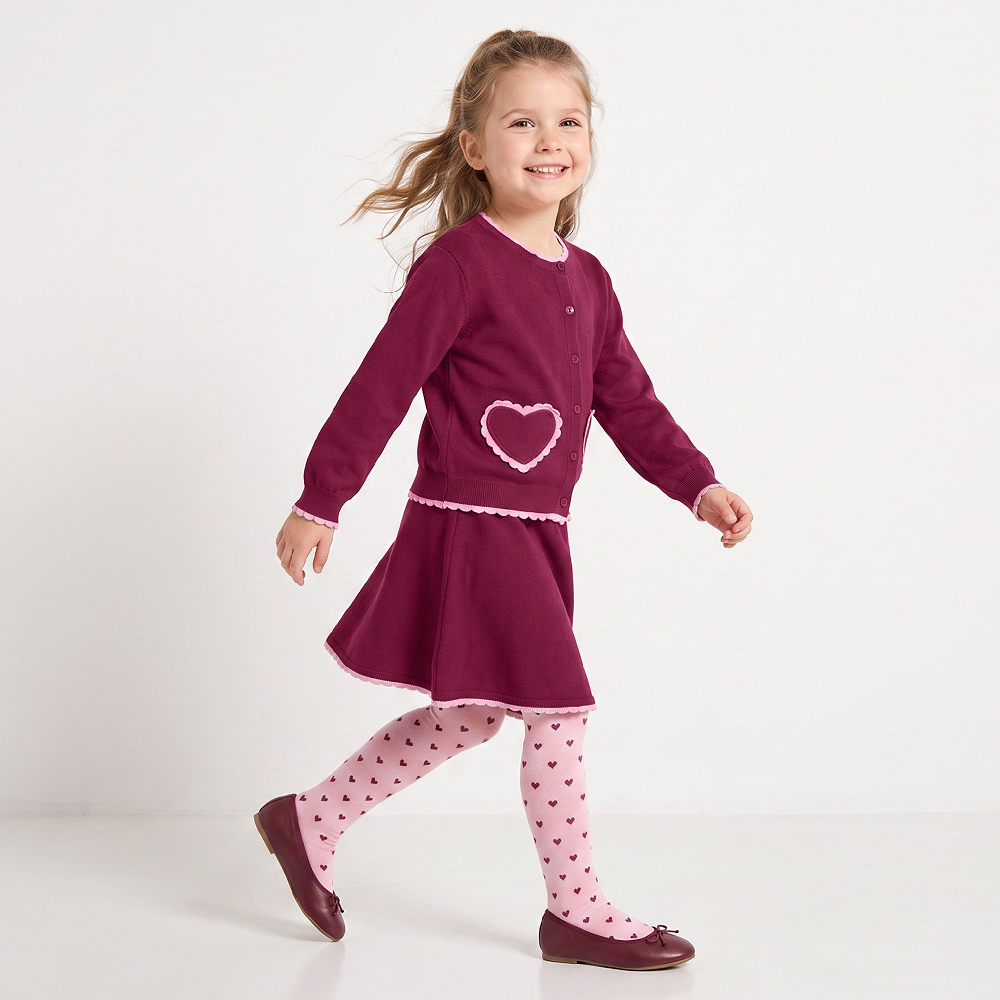 طقم كارديجان وتنورة بياقة مستديرة وأكمام طويلة مع جوارب طويلة من جونيورز-baby-girls-clothing-setsandcoords-image-7
