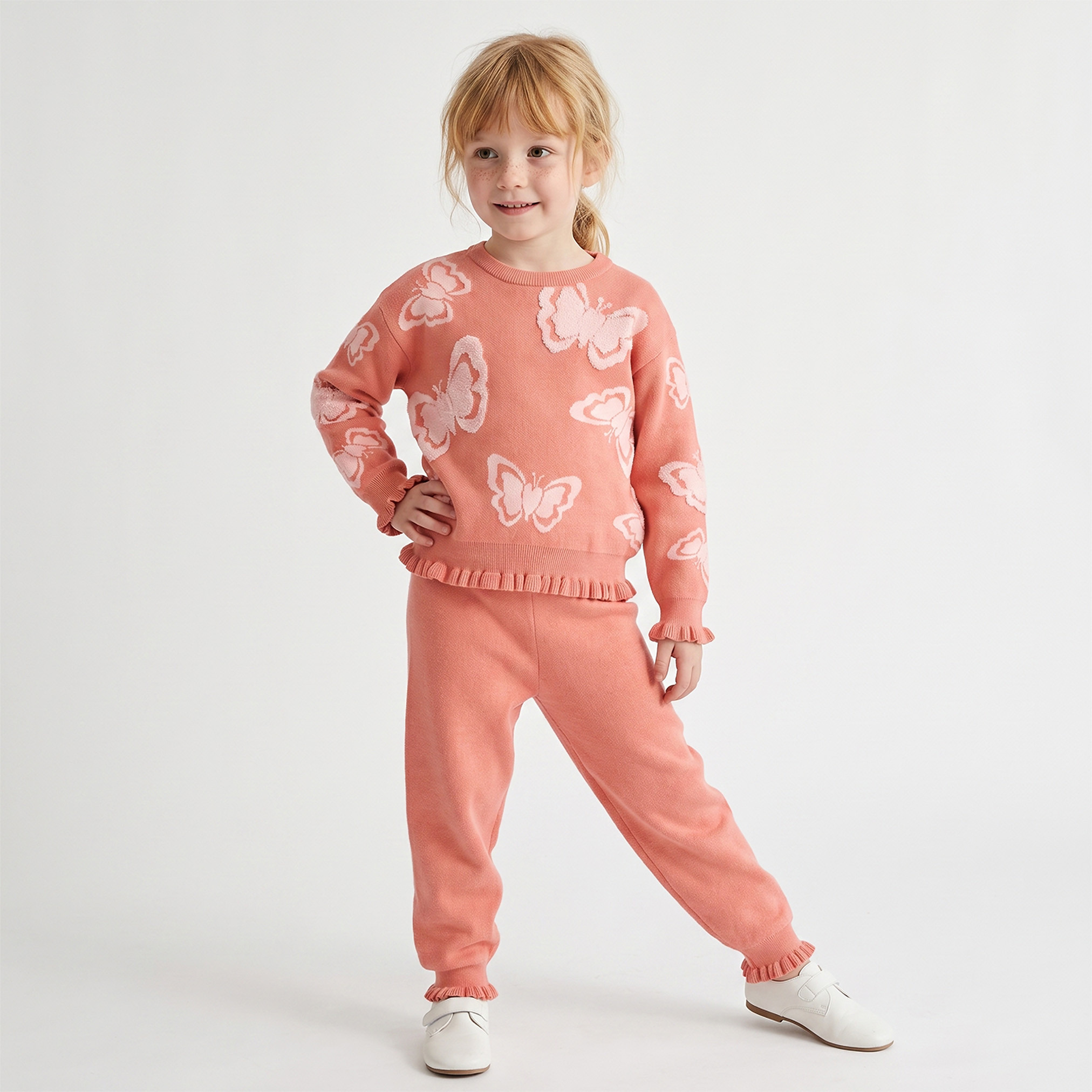 طقم كنزة وبنطلون بياقة ضيقة وأكمام طويلة بطبعات فراشات من جونيورز-baby-girls-clothing-setsandcoords-image-7
