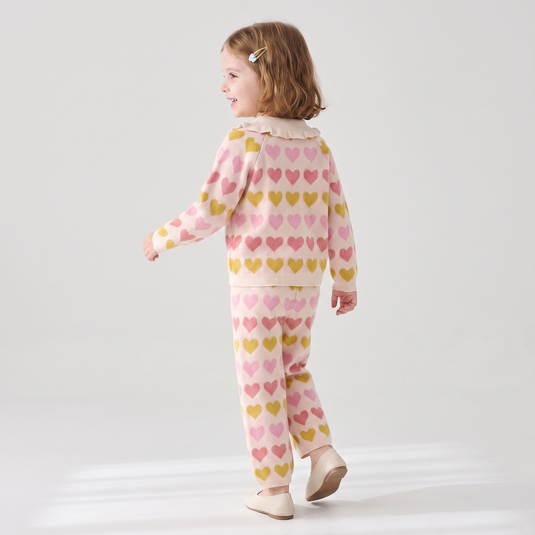 Juniors Collared Long Sleeves Sweater and Pants Set with Heart Print-baby-girls-clothing-setsandcoords-image-4