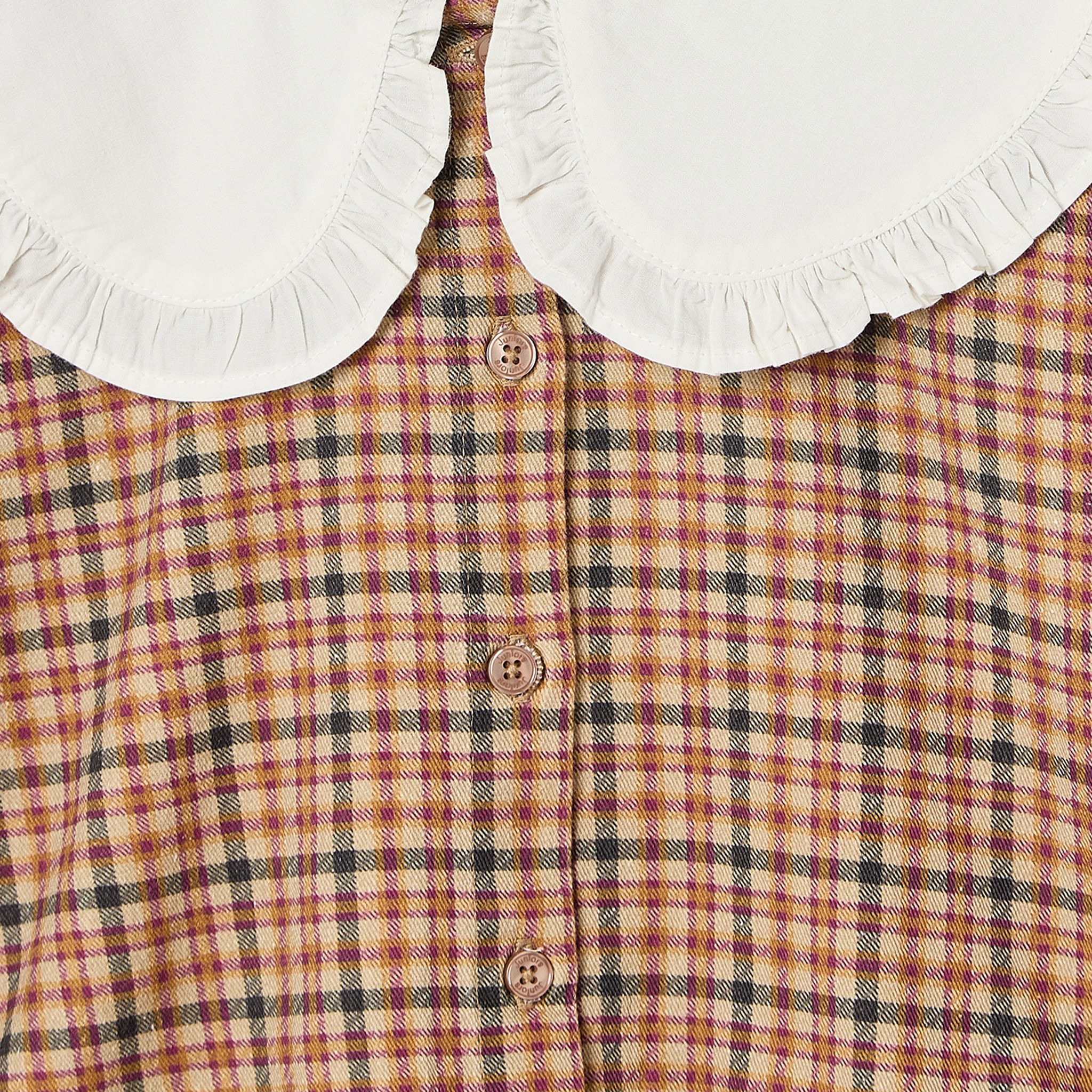 Juniors Peter Pan Collar Long Sleeves Top and Skirt Set with Checks-baby-girls-clothing-setsandcoords-image-5