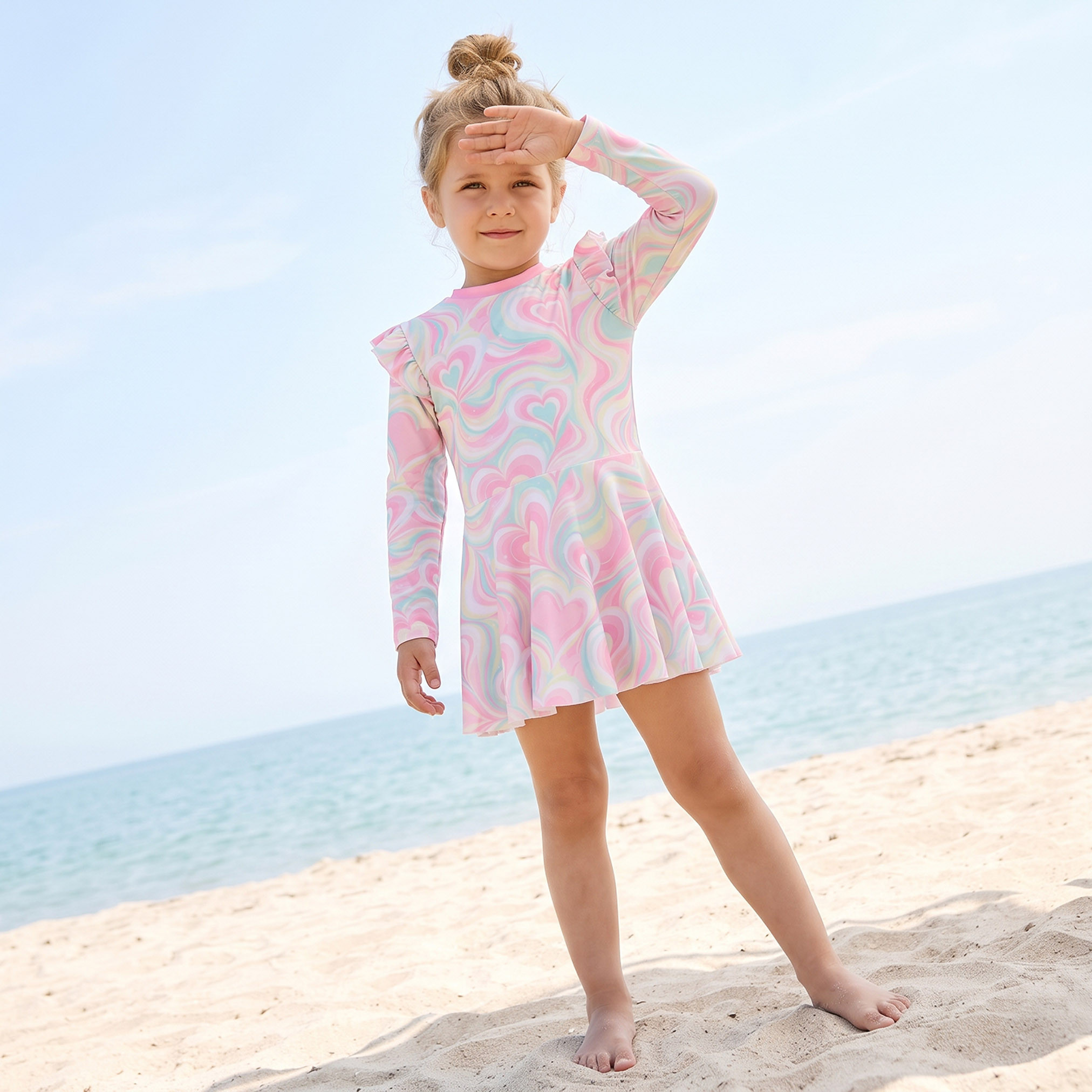 فستان سباحة بطبعات قلوب للبنات من جونيورز-baby-girls-clothing-swimwear-image-1