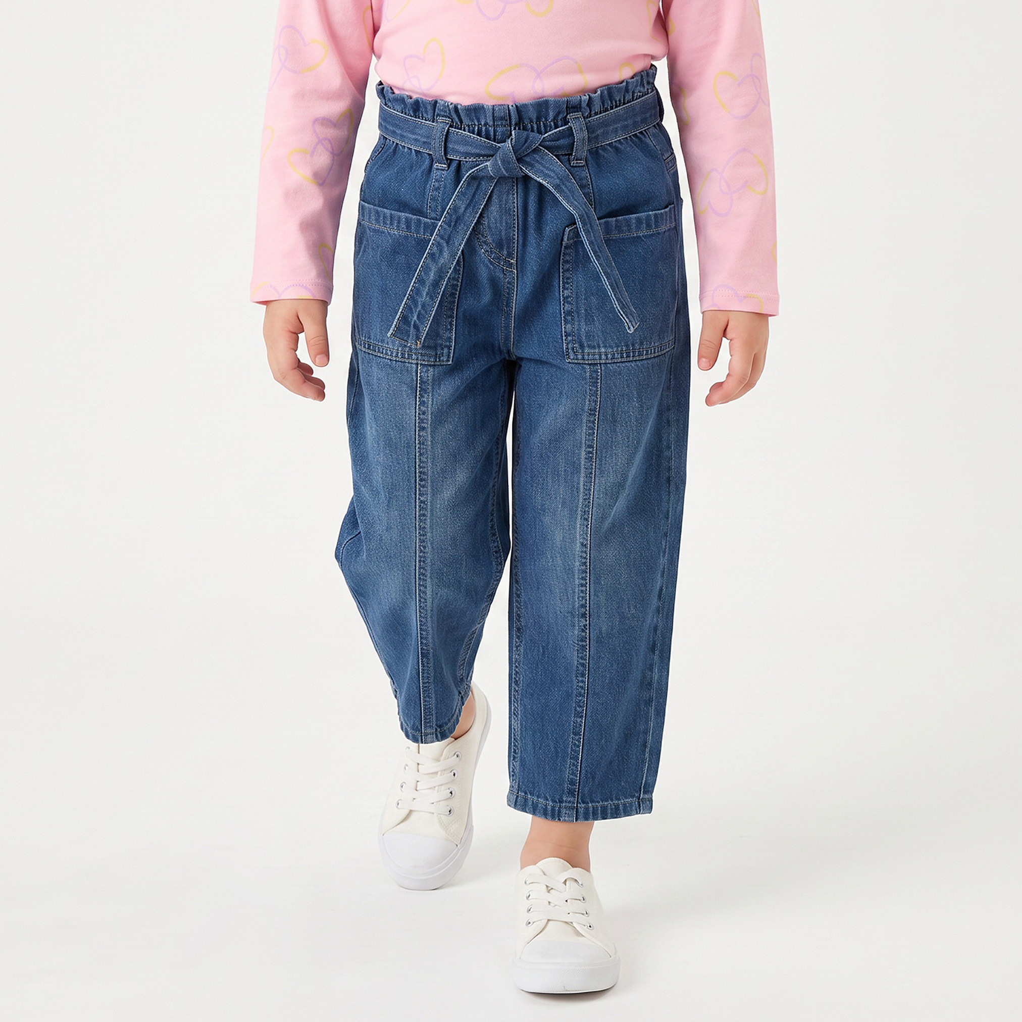 Juniors Paperbag Waist Jeans with Pockets-baby-girls-clothing-bottoms-jeans-image-1