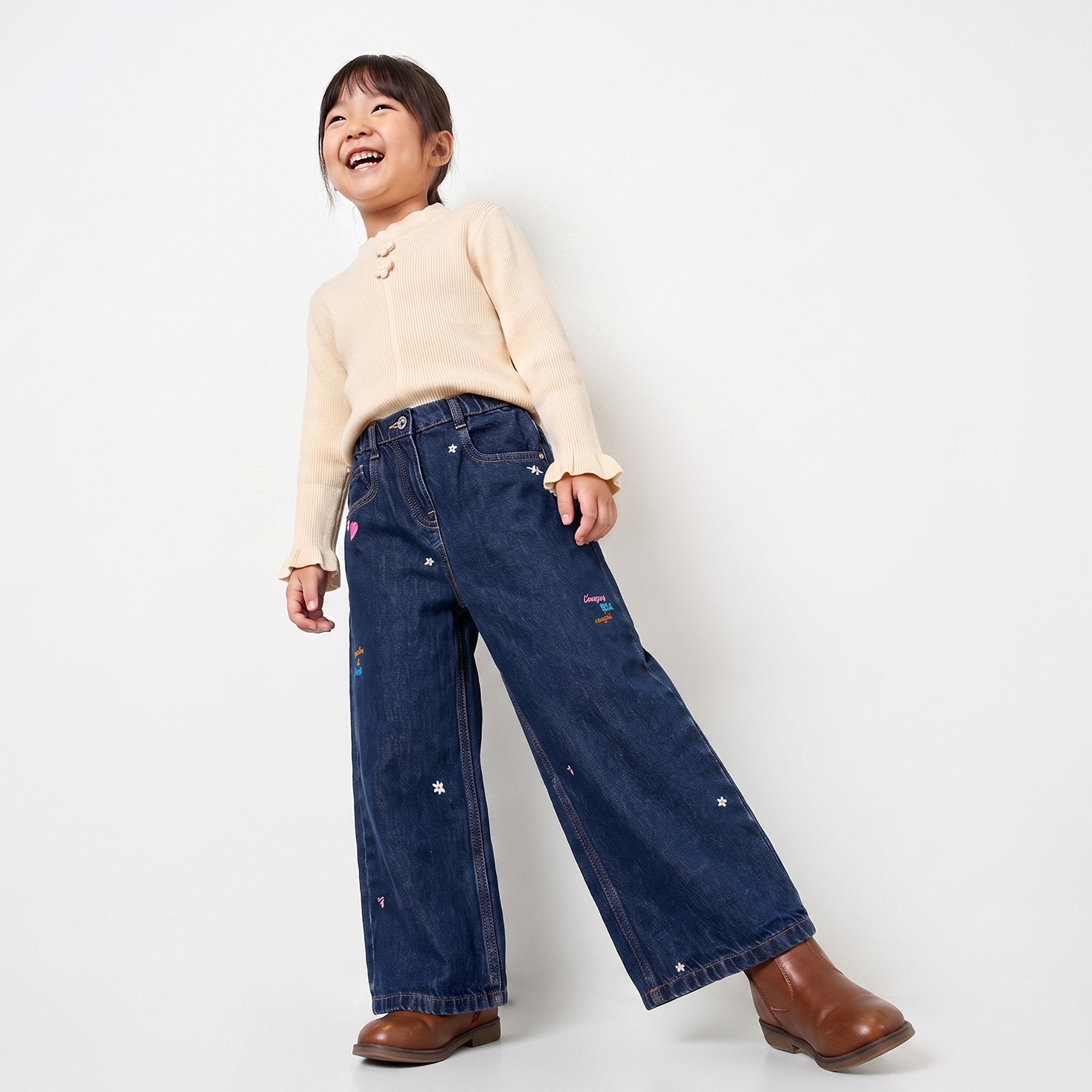 Juniors Wide Leg Jeans with Embroidery-baby-girls-clothing-bottoms-jeans-image-4