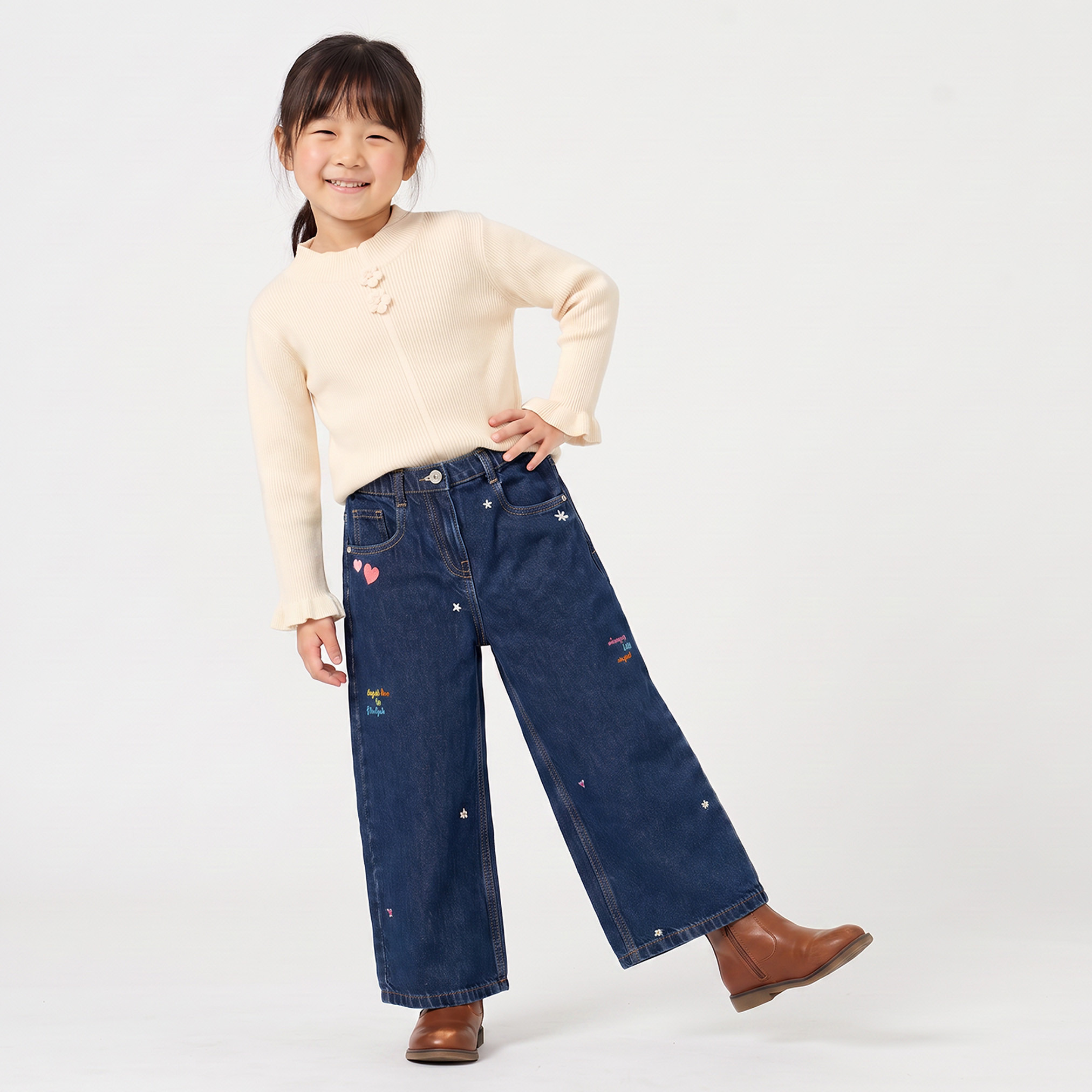 Juniors Wide Leg Jeans with Embroidery-baby-girls-clothing-bottoms-jeans-image-5