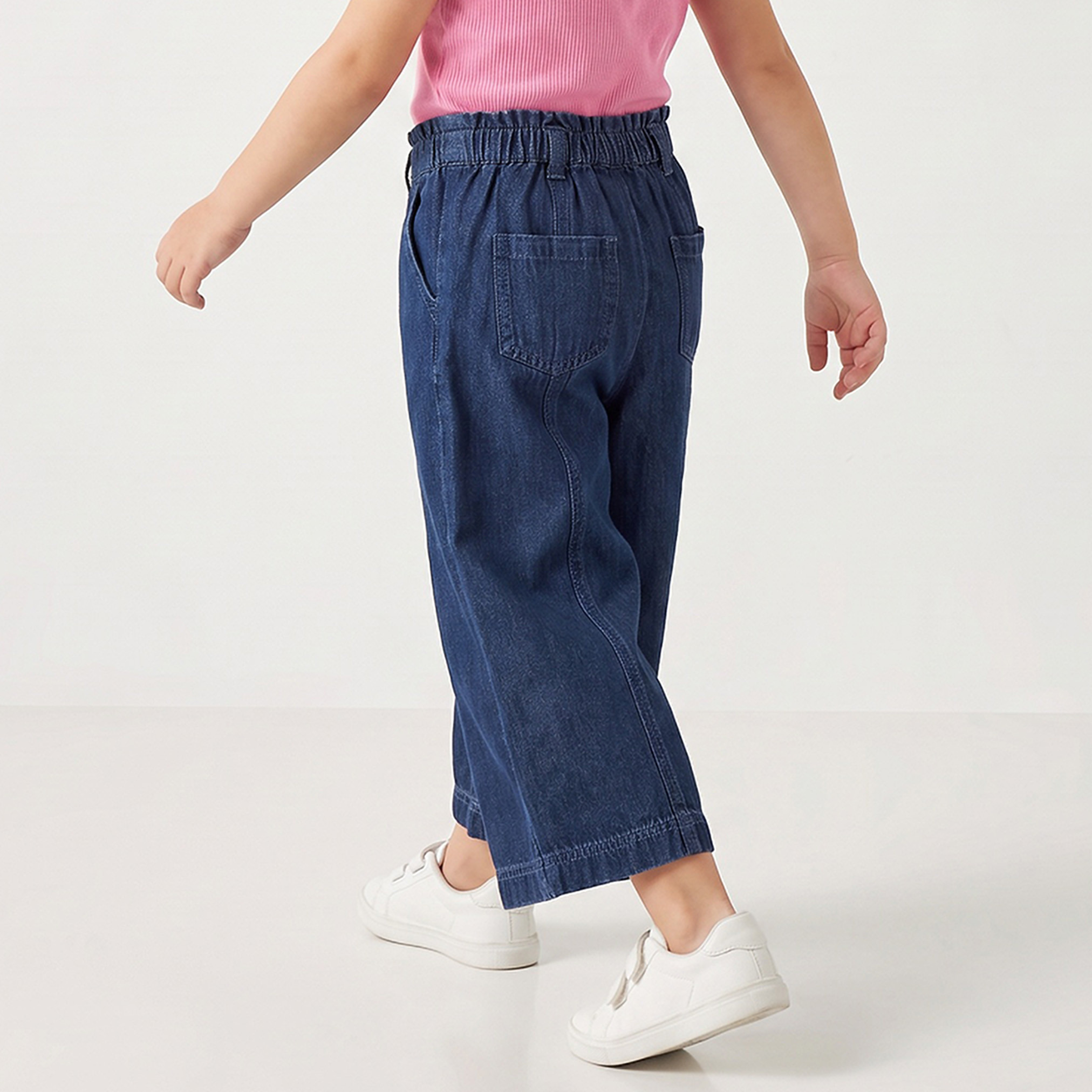 بنطلون جينز قطن واسع الساقين بخصر مطاطي من جونيورز-baby-girls-clothing-bottoms-jeans-image-3