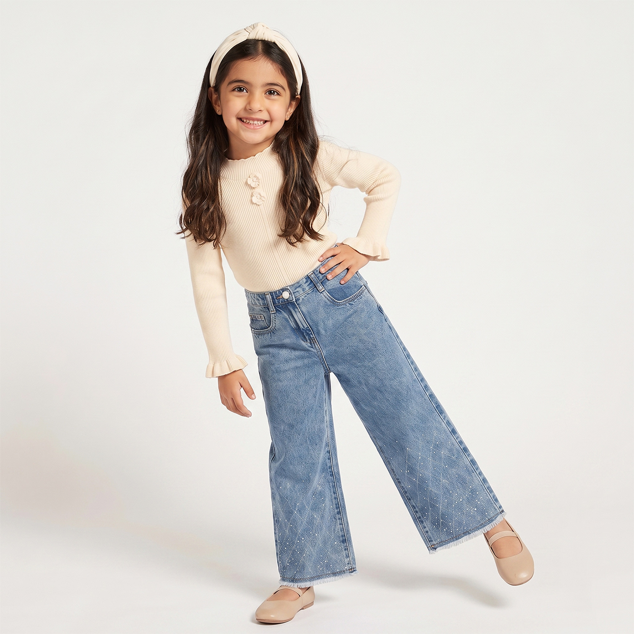 Juniors Wide Leg Jeans with Embellished Detail-baby-girls-clothing-bottoms-jeans-image-2