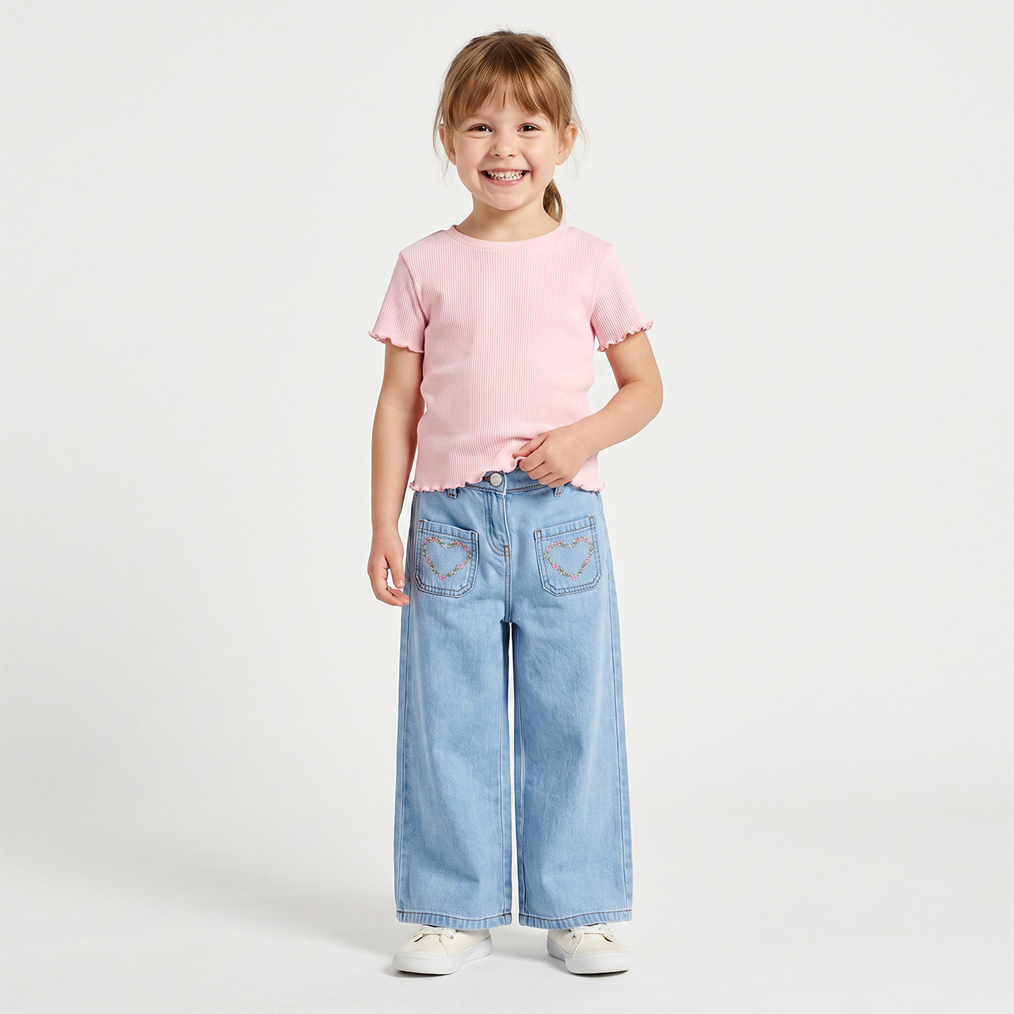 Juniors Wide Leg Jeans with Embroidery-baby-girls-clothing-bottoms-jeans-image-2