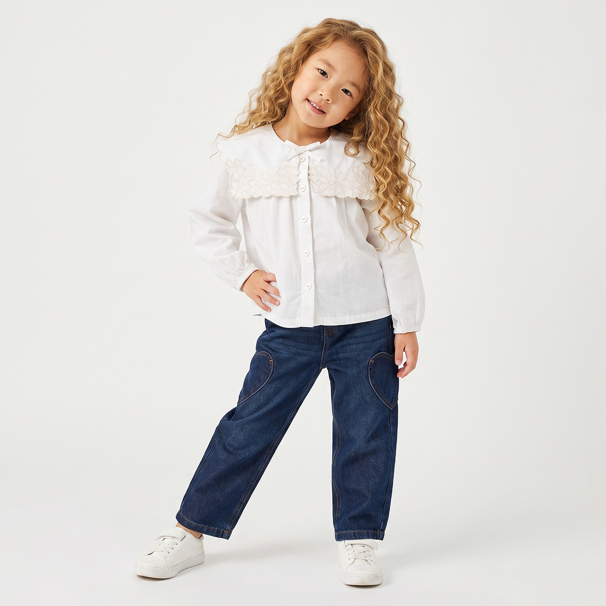 بلوزة بياقة بحّار وأكمام طويلة مع تفاصيل تطريز من إيليجو-girls-clothing-blousesandshirts-image-2