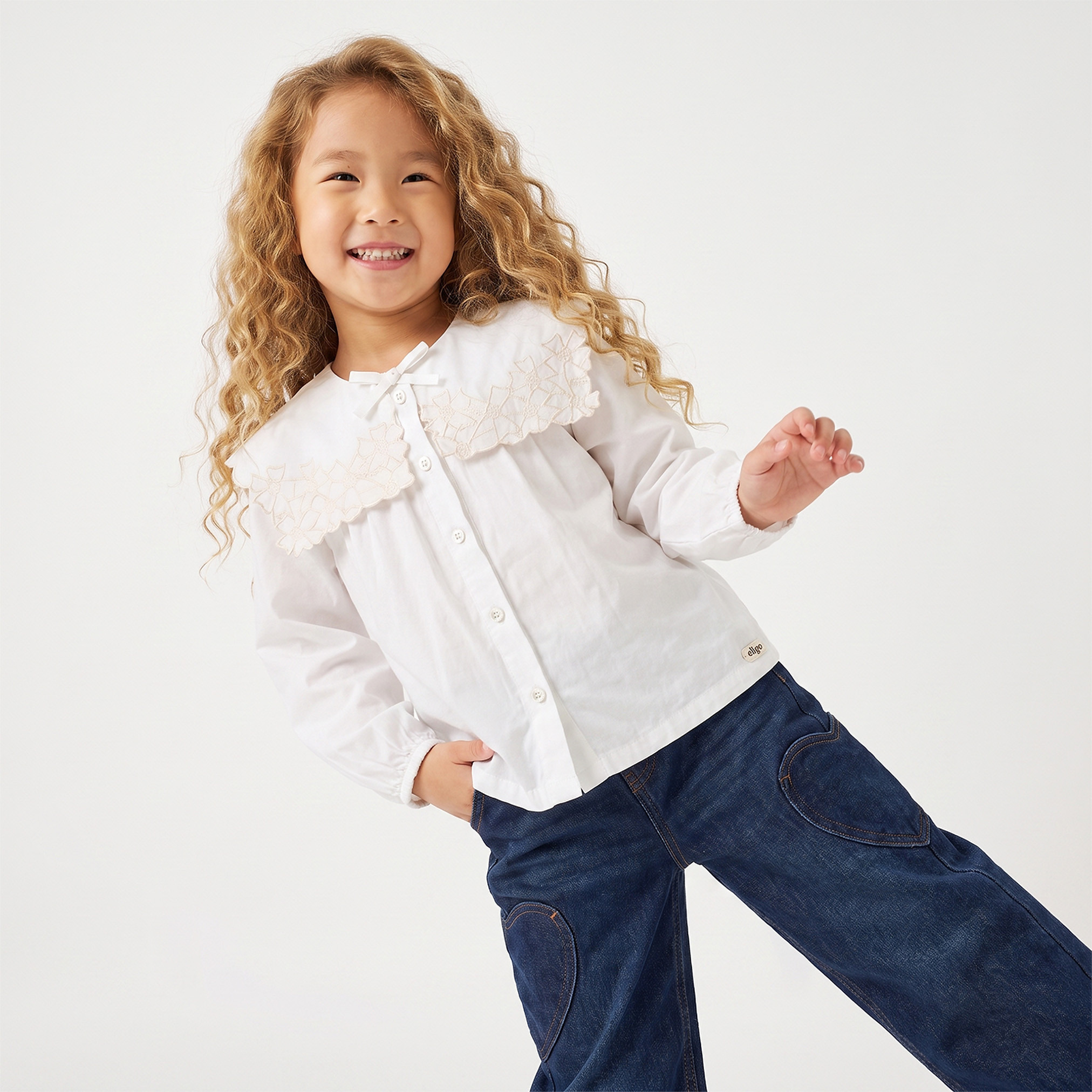 بلوزة بياقة بحّار وأكمام طويلة مع تفاصيل تطريز من إيليجو-girls-clothing-blousesandshirts-image-5