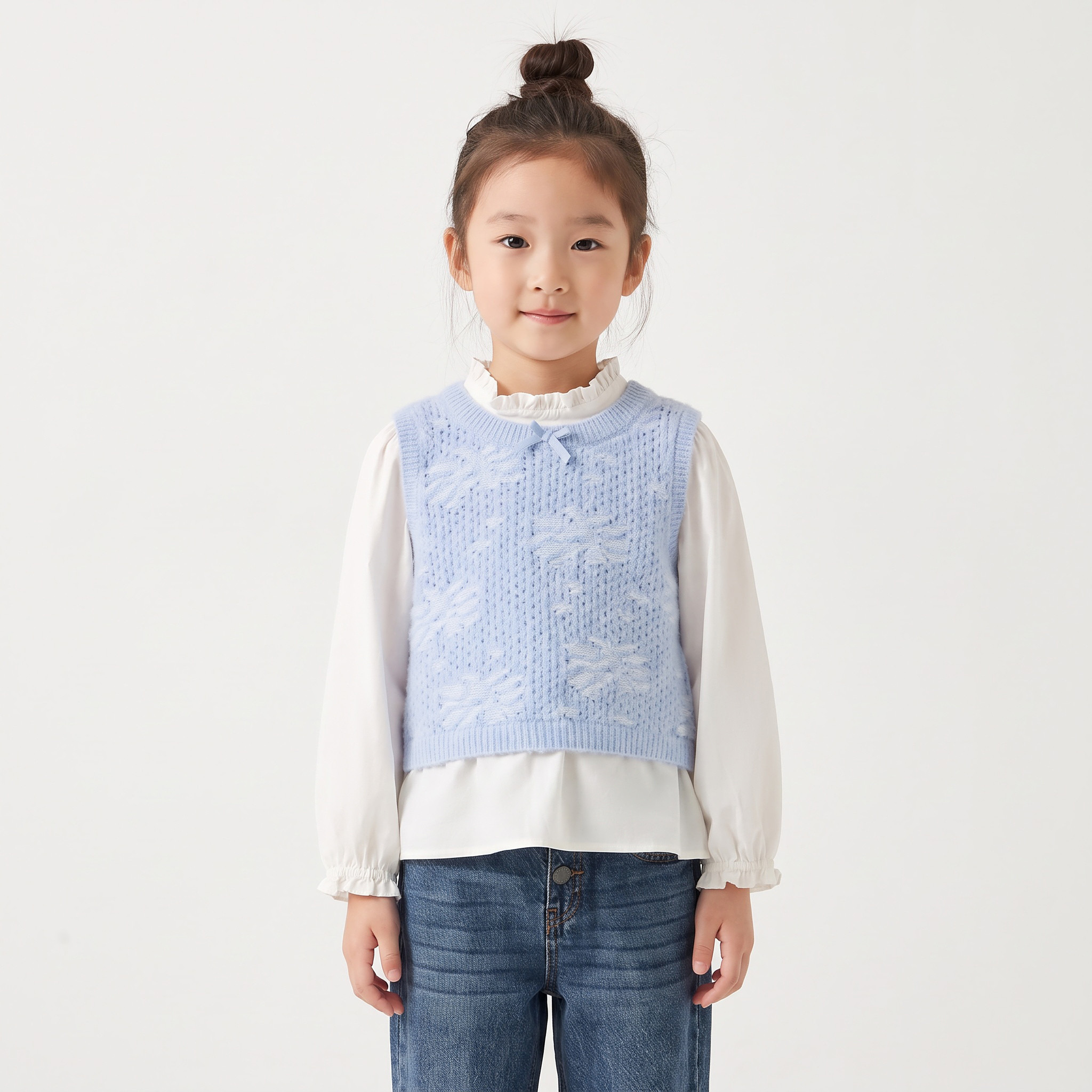 كنزة تووفر بأكمام طويلة وياقة عالية من إليجو-girls-clothing-blousesandshirts-image-1